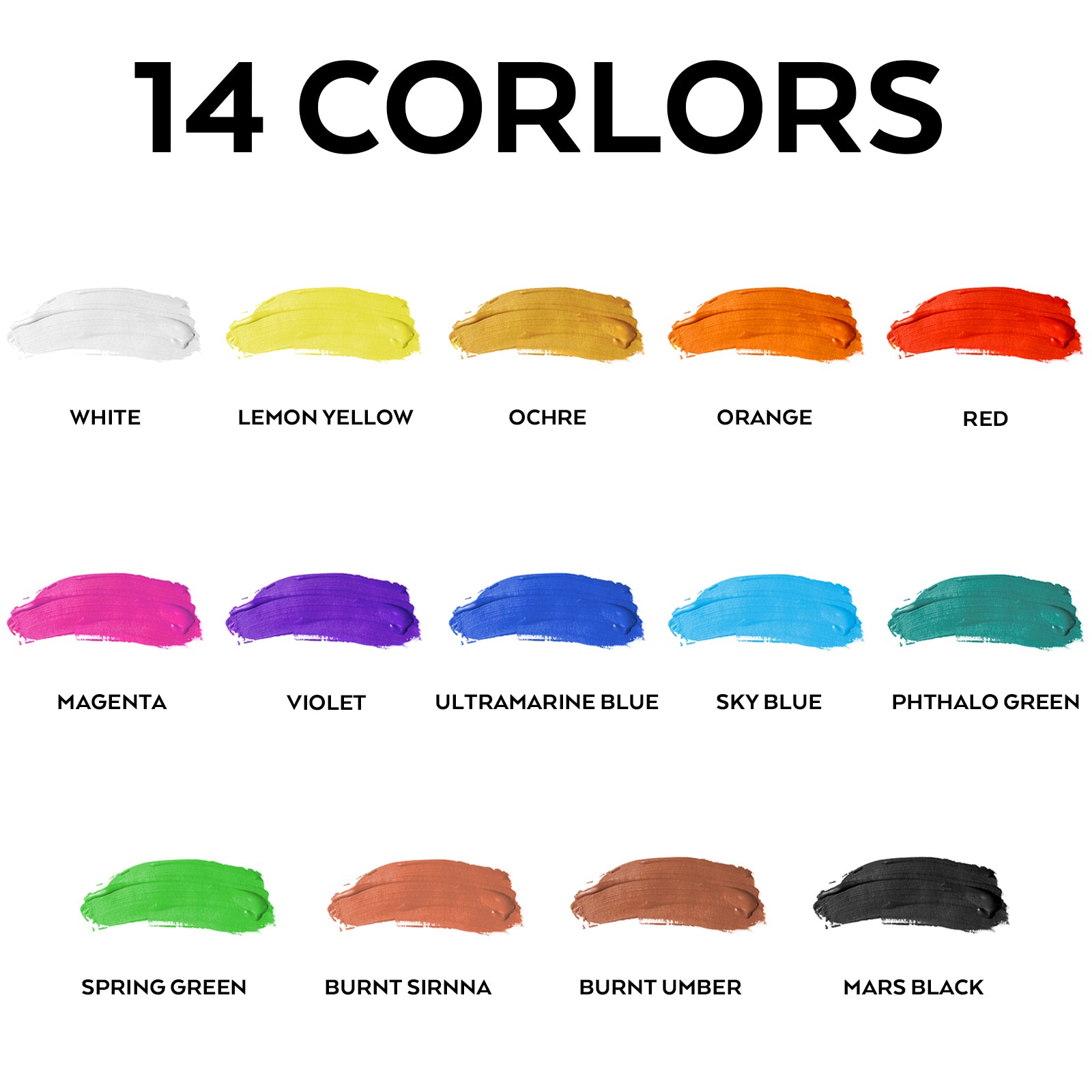 Nicpro 14 Colors Outdoor Acrylic Paint Bulk (4.06 oz,120ml) with Brush and Sponge, Knife, Non-Toxic Gloss Paint for Multi-surface Rock, Wood, Fabric, Leather, Crafts, Canvas, Shoes and Wall Painting