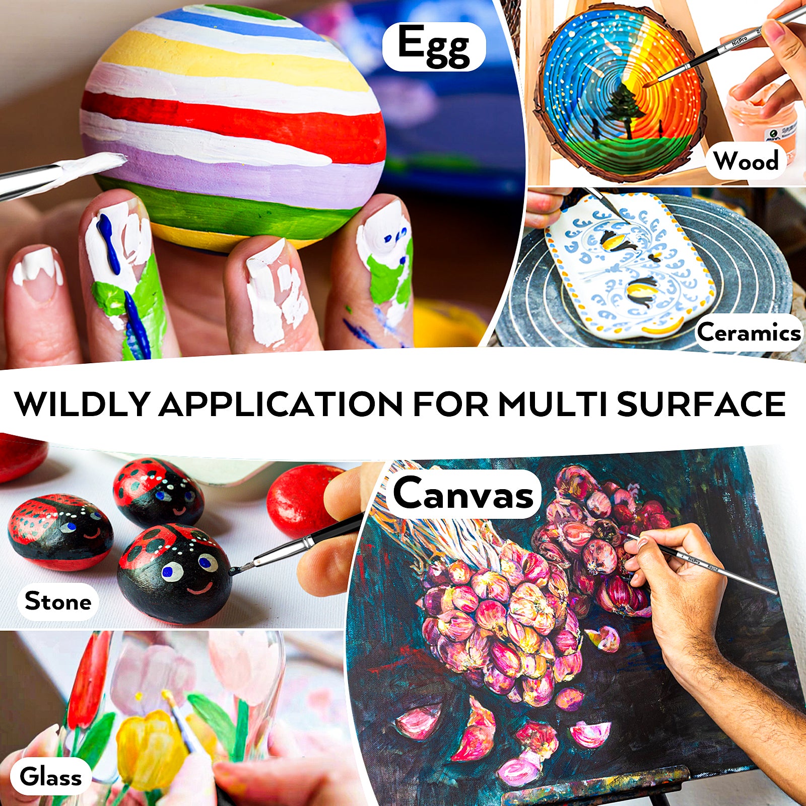 Nicpro 14 Colors Outdoor Acrylic Paint Bulk (4.06 oz,120ml) with Brush and Sponge, Knife, Non-Toxic Gloss Paint for Multi-surface Rock, Wood, Fabric, Leather, Crafts, Canvas, Shoes and Wall Painting