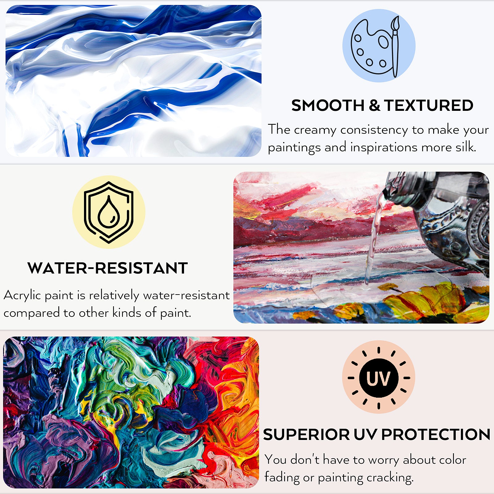 Nicpro 14 Colors Outdoor Acrylic Paint Bulk (4.06 oz,120ml) with Brush and Sponge, Knife, Non-Toxic Gloss Paint for Multi-surface Rock, Wood, Fabric, Leather, Crafts, Canvas, Shoes and Wall Painting