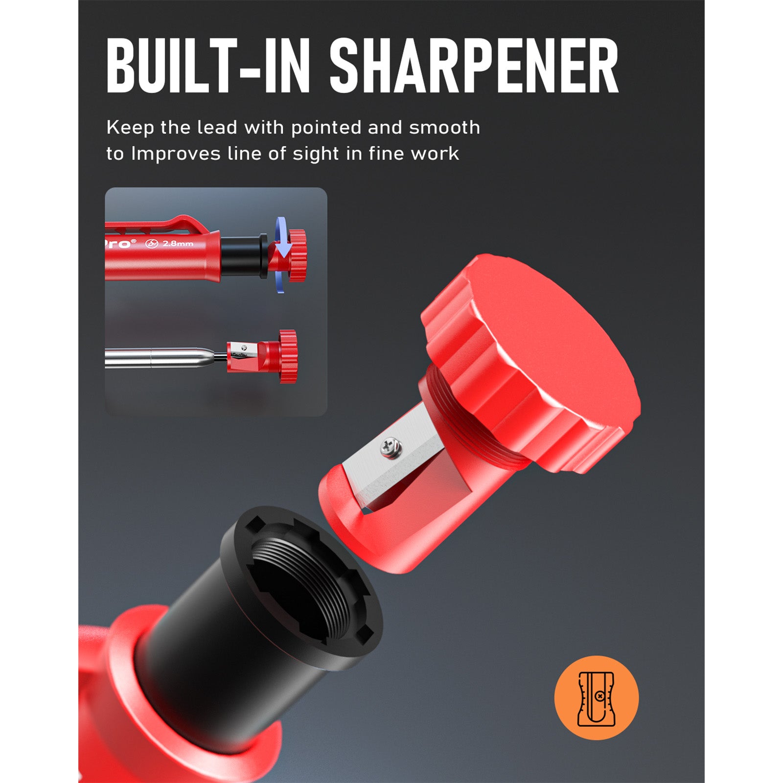 Nicpro 4 Pack Carpenter Pencil with Sharpener, Mechanical Carpenter Pencils with 52 Refills, Construction Pencil Heavy Duty Woodworking Pencils for Architect (Red, Black, Yellow, Blue)