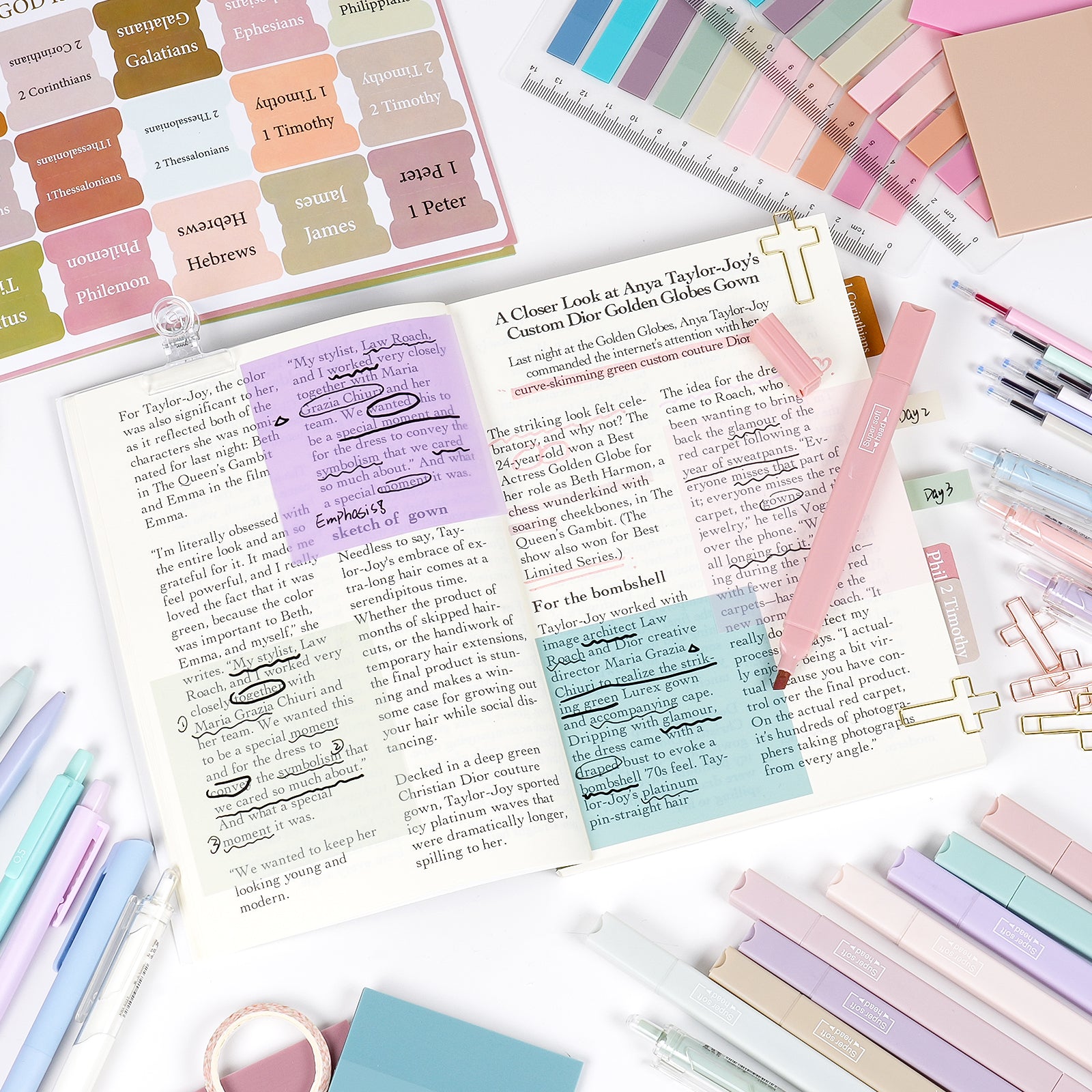 Nicpro Bible Journaling Kit, 76PCS Bible Study Supplies with Tabs, Notebook, No Bleed Highlighter and Pens, Bible Study Group Essentials Accessories Set for Students Women Christian Gifts
