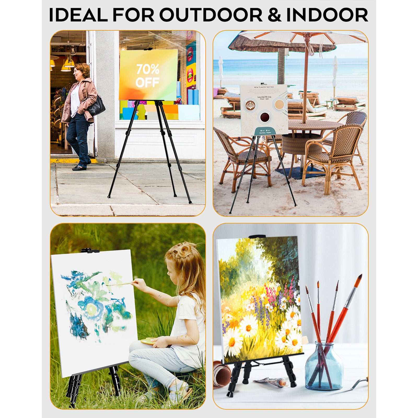 Nicpro Painting Easels for Display, Adjustable Height 17" to 63" Artist Easel Stand with Bag, Floor & Tabletop Drawing Easels for Adults, Painting Canvas, Wedding Signs, Poster - Holds 25 lbs