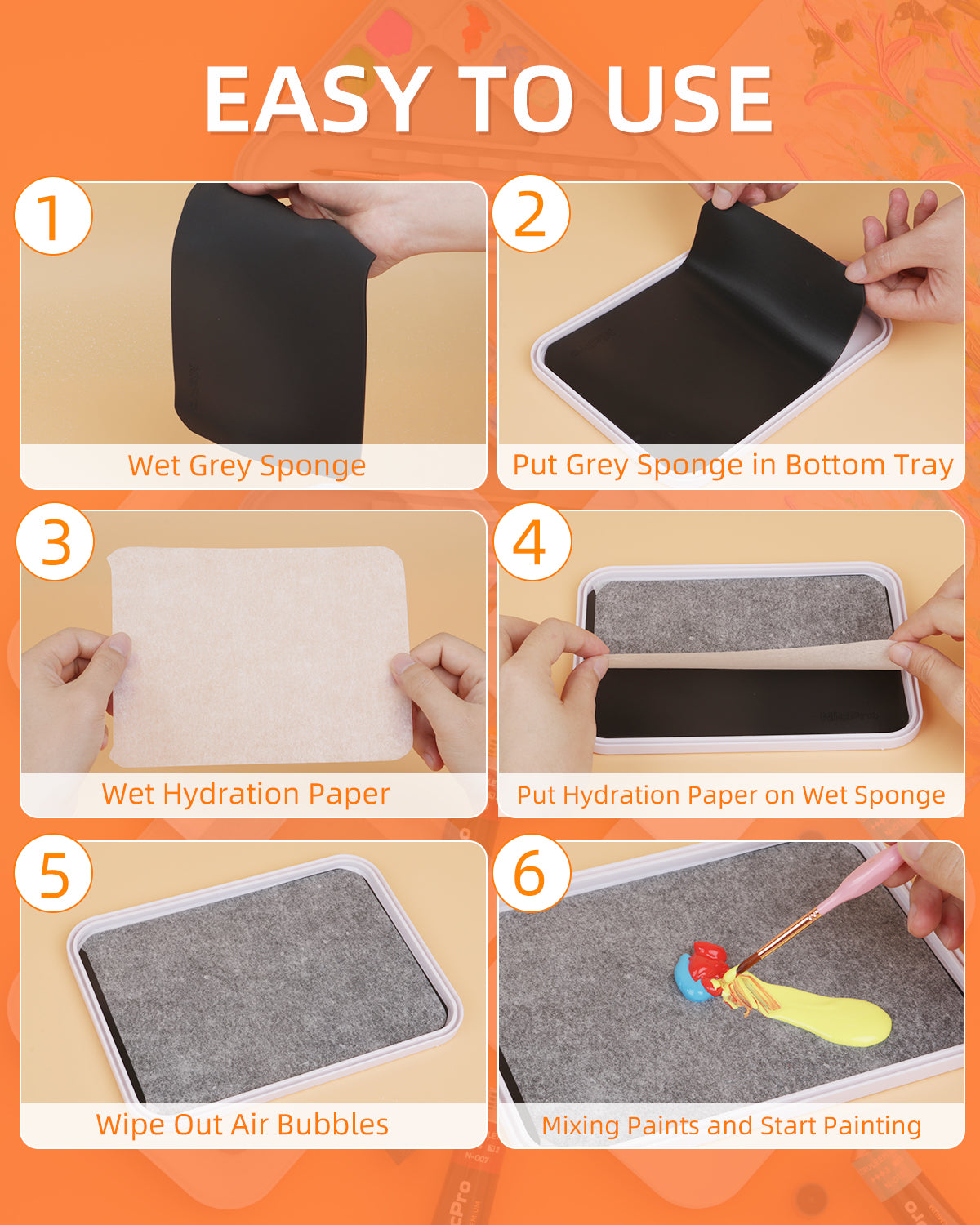 Nicpro Stay Wet Palette for Painting Miniature, Acrylic Paint Palette Tray with Lid, 100PCS Wet Pallet Paper, 4PCS Sponge, Brush Holder Paint Mixing Saver Palette for Miniature Model Paint