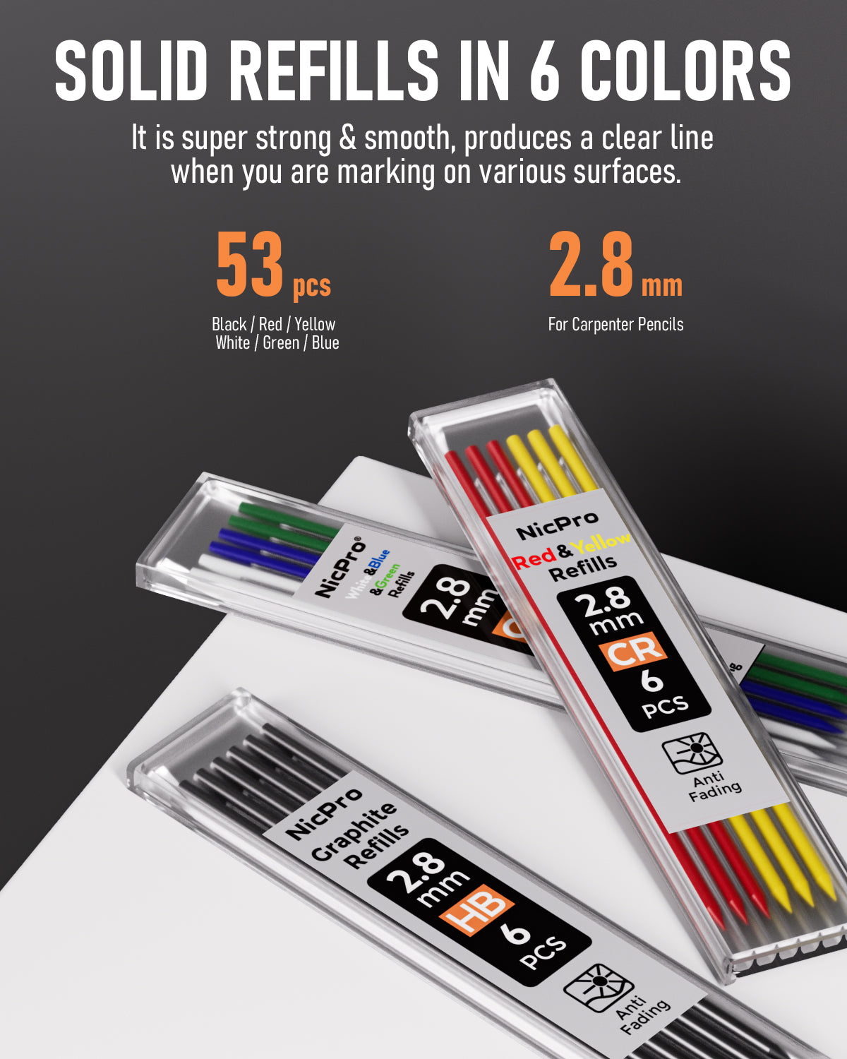 Nicpro 5 Pack Carpenter Pencil with Sharpener & Holders, Mechanical Carpenter Pencils Set with 53 Refills, Deep Hole Marker Woodworking Pencils, Heavy Duty Construction for Architect-With Case