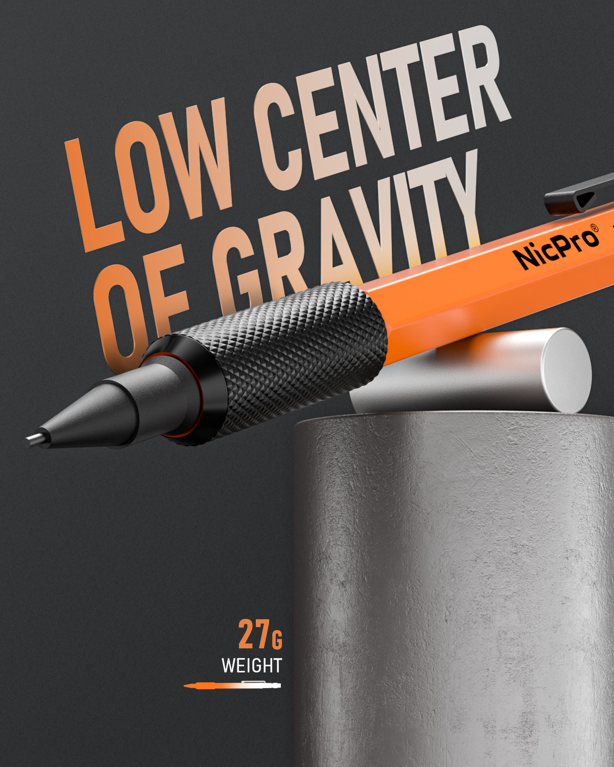 Nicpro 3 PCS 1.3 mm Orange Mechanical Pencils Set with 66 Lead Refill, 3 Eraser - Weatherproof Metal Barrel, Heavy Duty Carpenter Pencil MP2000 for Outdoor Marking Drafting Drawing Woodworking