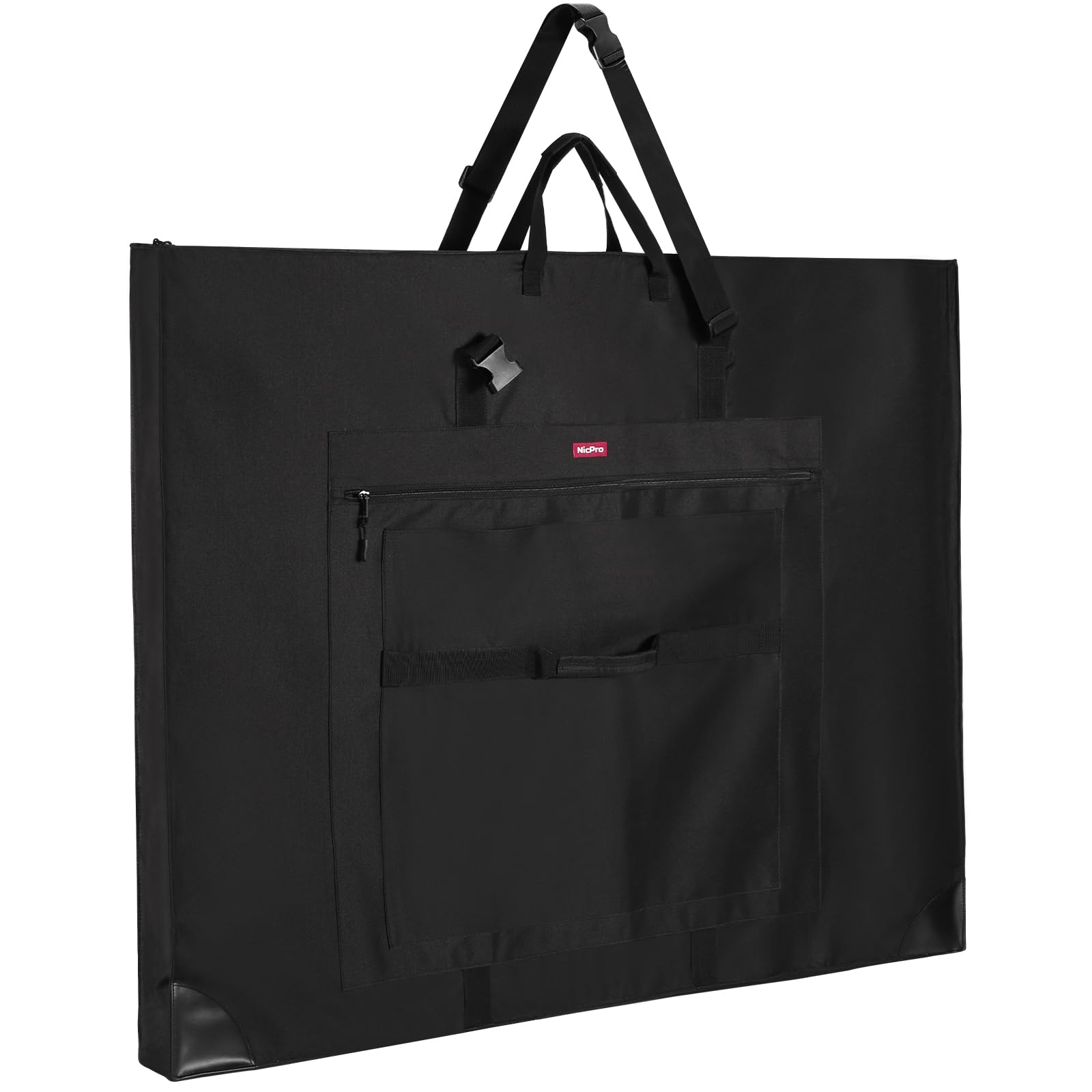 Nicpro Large Size Art Portfolio Case, Artist Portfolio Tote Bag with Leather Corners & Side Widening, Waterproof Storage Portfolio Folder with 3 Pockets for 32'' x 42'' Poster Canvas Sketching Drawing