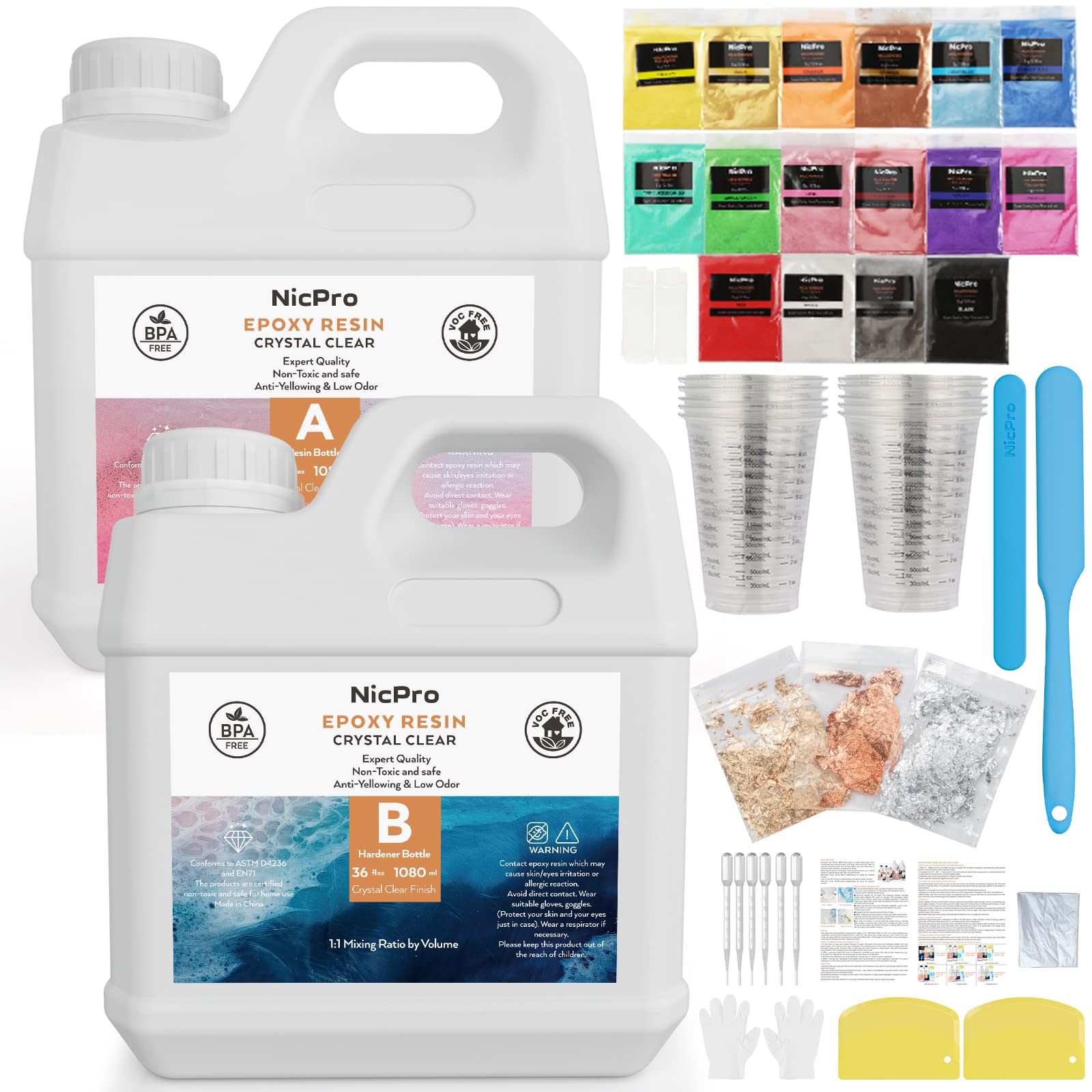  Nicpro 64OZ Crystal Clear Epoxy Resin Kit, High