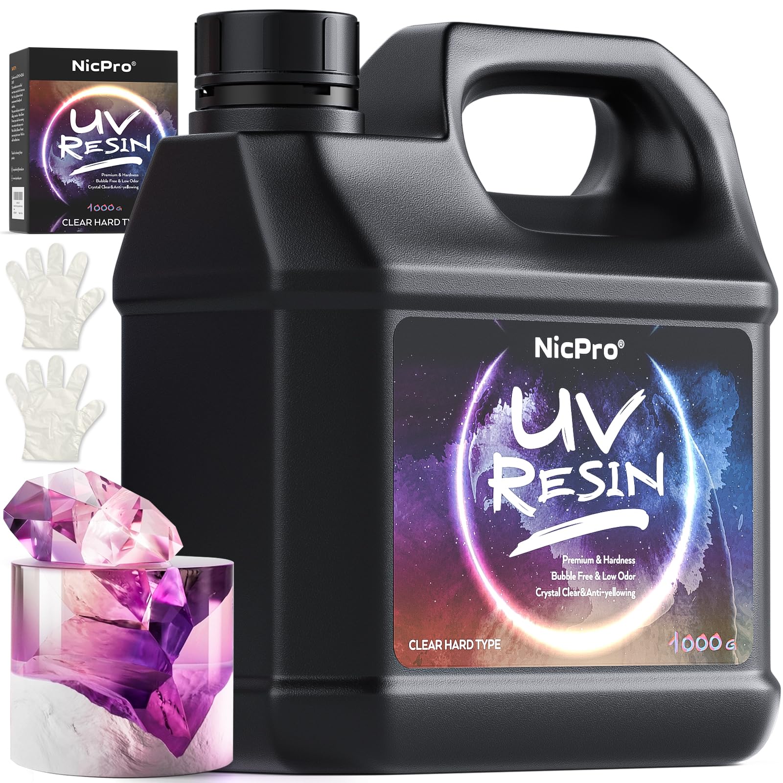 Nicpro UV Resin 1000g, Upgrade Crystal Clear Ultraviolet Epoxy Resin G
