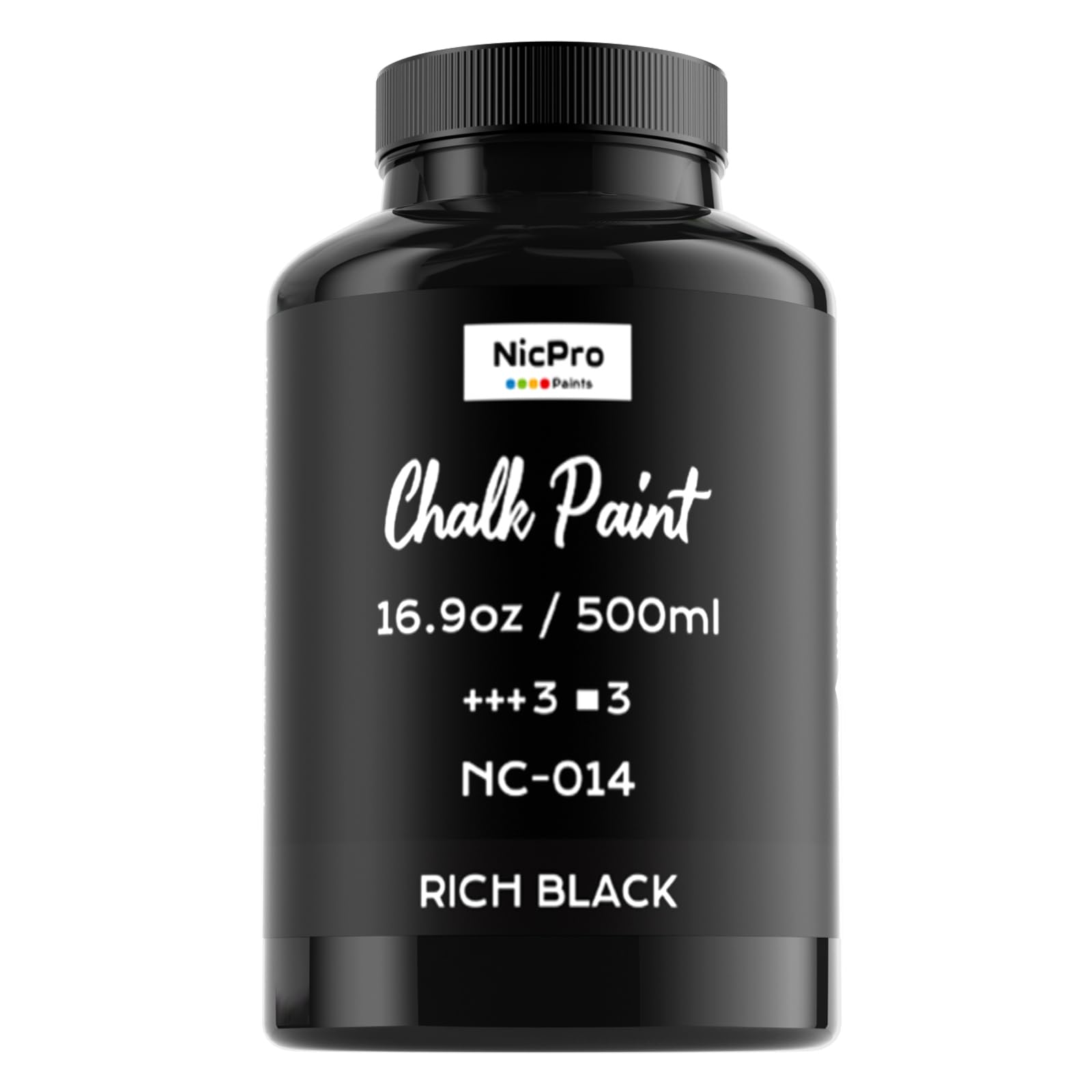 Nicpro Black Chalk Paint for Furniture, Ultra Matte Finish Acrylic Craft Paint (16.9 oz, 500ml) Chalk Furniture Paint Black with Color Wheel for Crafts, Home Decor, Beginners and Artists