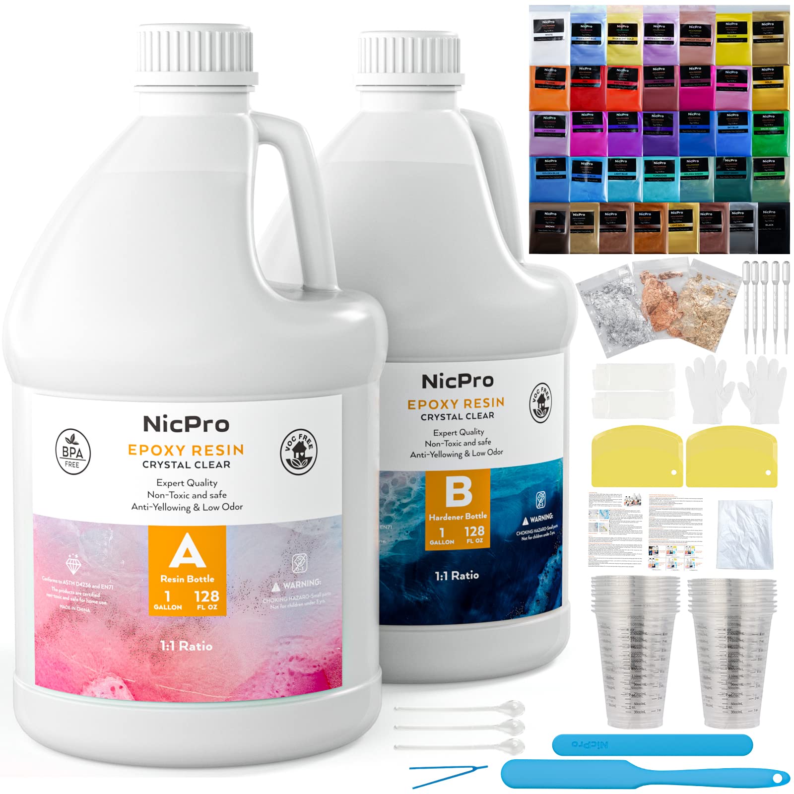 Nicpro 2 Gallon Crystal Clear Epoxy Resin Kit, Casting and Coating