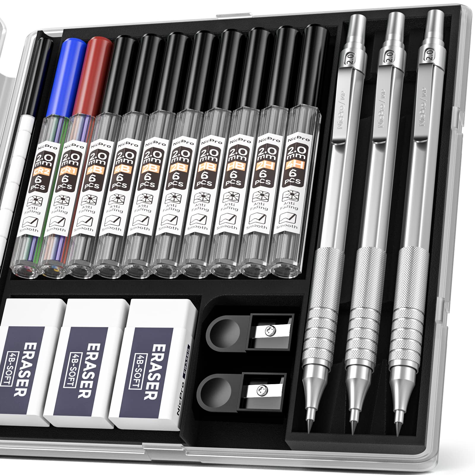 Mechanical pencils & leadholders for drawing, sketching and