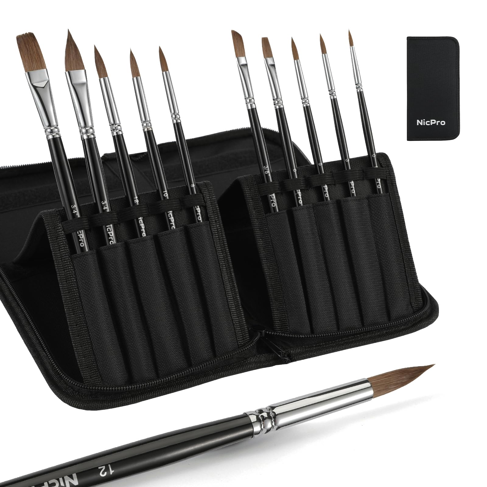10pcs Artist Paint Brushes Carrying Case Set for Watercolor Acrylic Oil  Painting for sale online