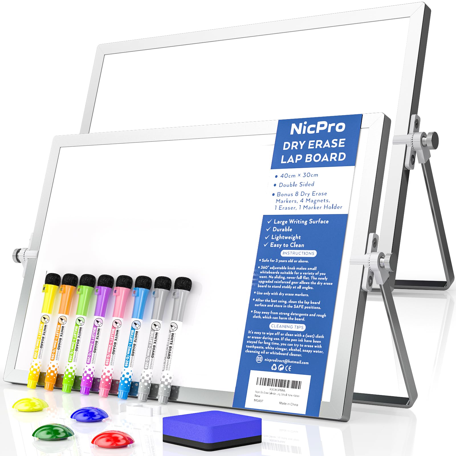 Nicpro Dry Erase Calendar Whiteboard, 12 x 16 inch Double Sided Large