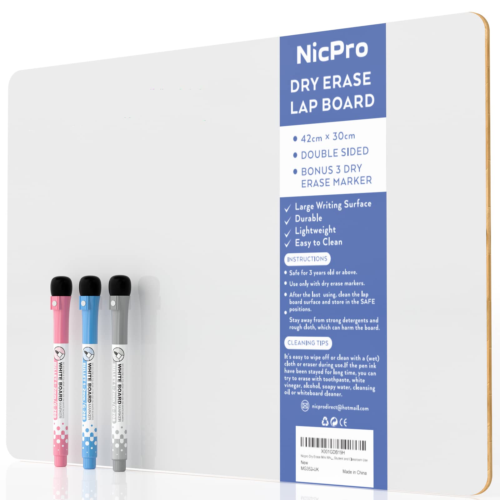 Nicpro 12 x 16 inches Lapboard Small Dry Erase Lap Board Double Sided