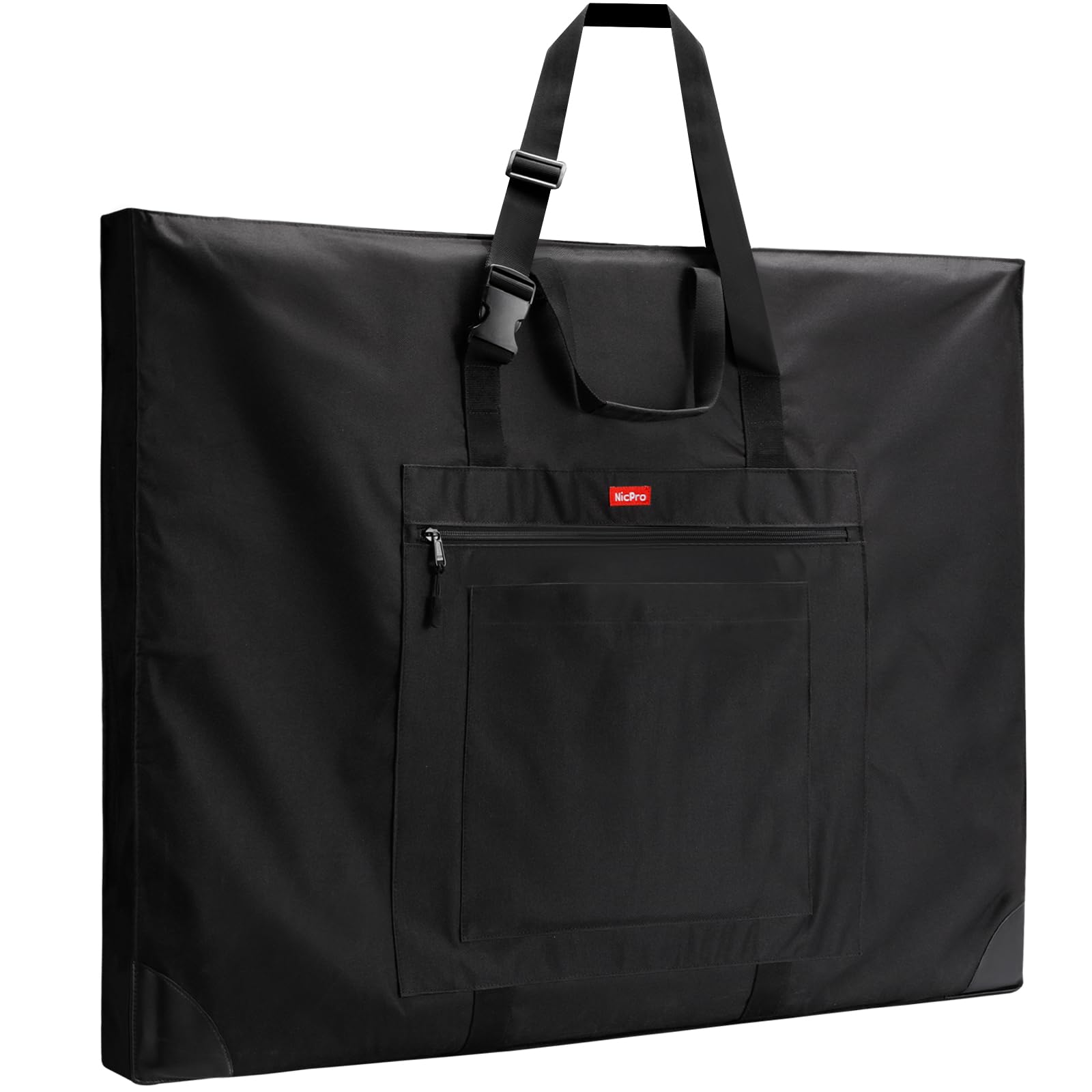 Nicpro Large Size Art Portfolio Case, Artist Portfolio Tote Bag with Leather Corners & Side Widening, Waterproof Storage Portfolio Folder with 3 Pockets for 24'' x 36'' Poster Canvas Sketching Drawing
