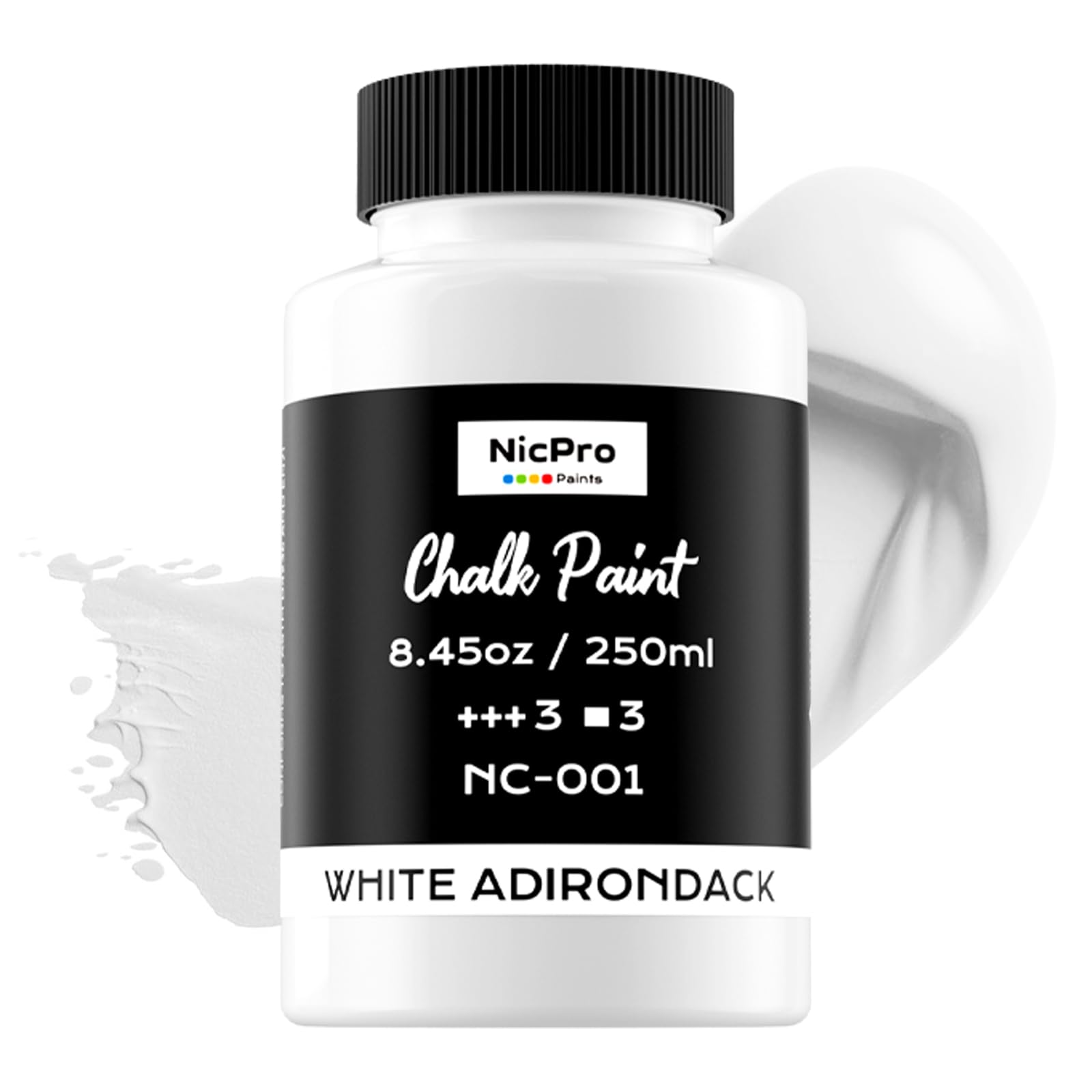 Nicpro White Chalk Paint for Furniture, Ultra Matte Finish Acrylic Craft Paint (8.45 oz, 250ml) Chalk Furniture Paint White with Color Wheel for Crafts, Home Decor, Beginners and Artists