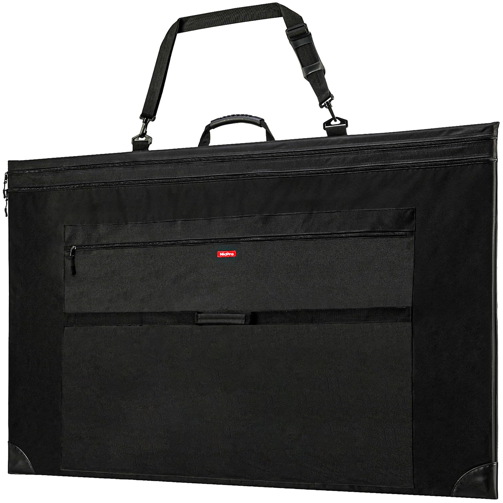 Nicpro Light Weight Art Portfolio Bag, 36 x 48 Extra Large Art Portfolio Case with Detachable Shoulder Strap, Leather Corners, Carrying Storage Case for Artwork, Canvas, Poster, Sketching, and Drawing