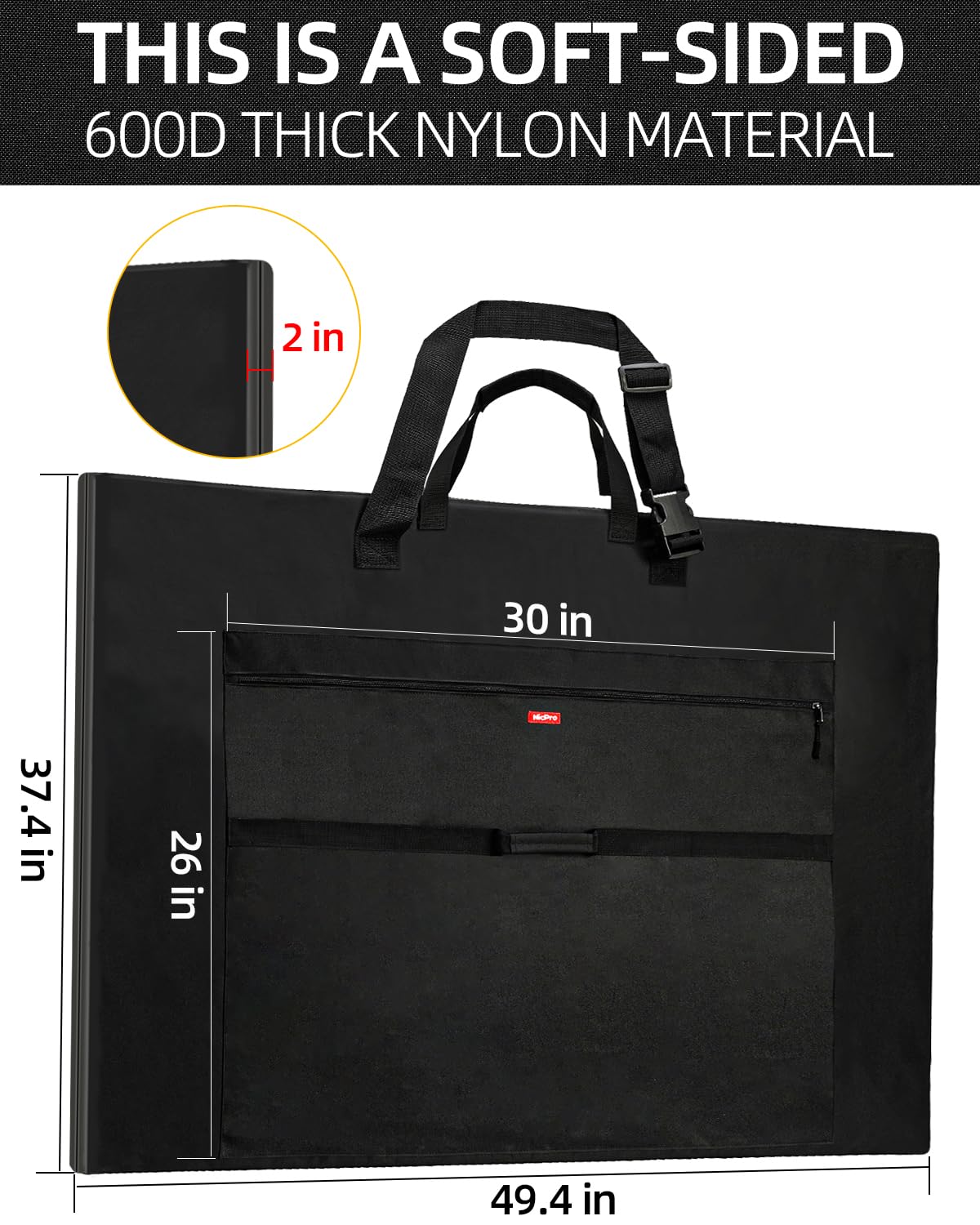 Nicpro Light Weight Art Portfolio Bag, 36 x 48 Inches Waterproof Nylon Art Portfolio Case with Shoulder & Handle Carry, for Artwork, Poster, Sketch Drawing, Canvas, Photography, Solar Panel Storage