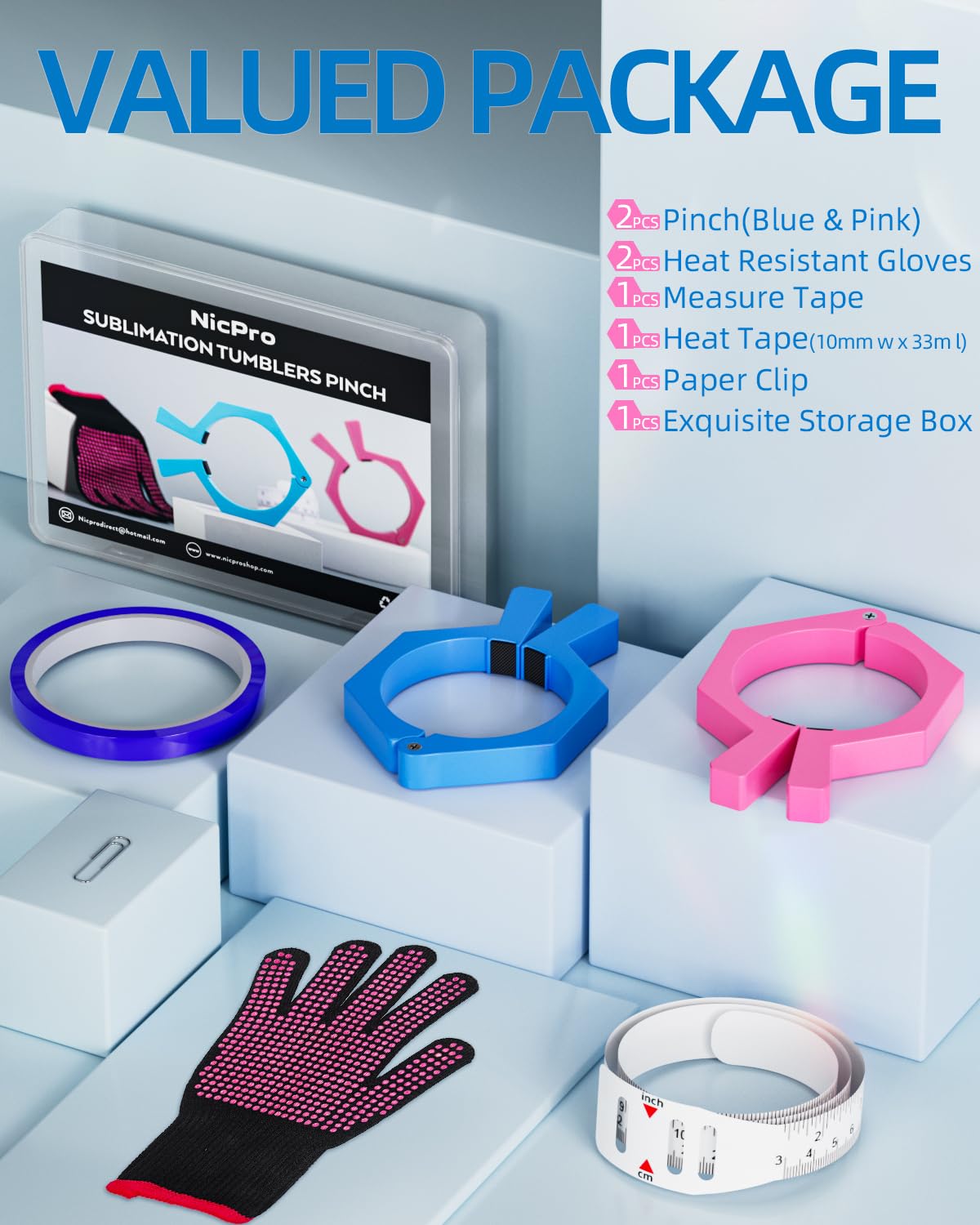 Nicpro 2 Pack Sublimation Tumblers Pinch, Perfect Tool for Sublimation Paper & Tumblers