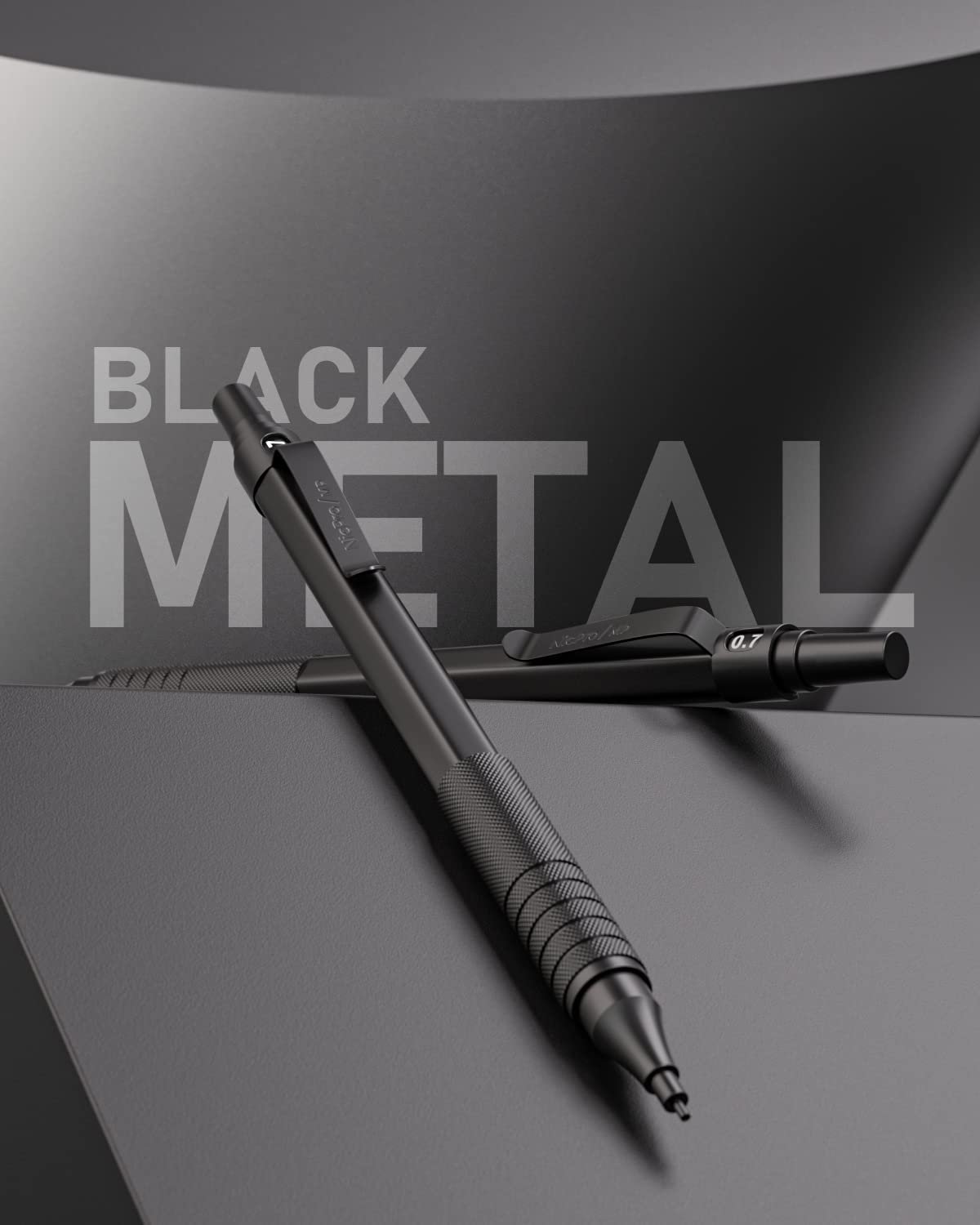 Nicpro 0.7 mm Mechanical Pencils Set with Case, 3 Metal Artist Pencil With 8 Tube HB Lead Refills, 3 Erasers, 9 Eraser Refills For Architect Art Writing Drafting Drawing, Engineering, Sketching, Black