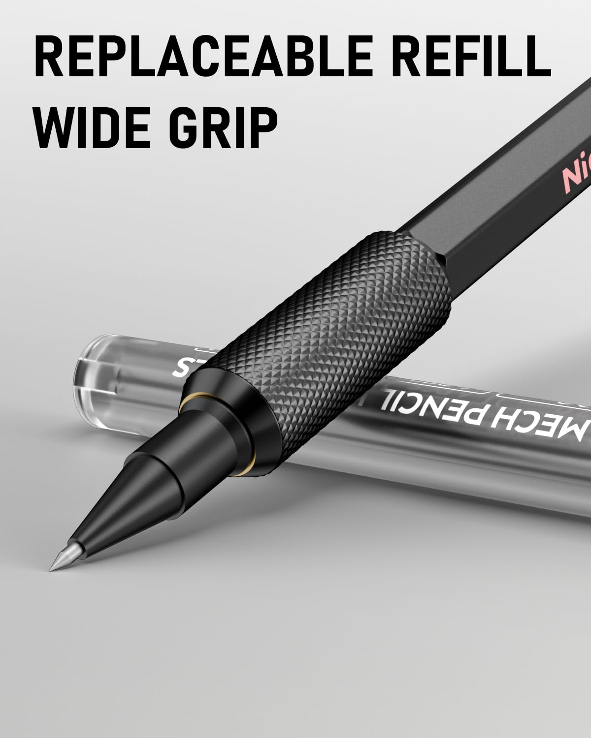 Nicpro 2.0mm Metal Mechanical Pencils, Carpenter Pencil Set with 12 Black Lead Refills, 12 Colored Lead Refills, Erasers, Come with Case