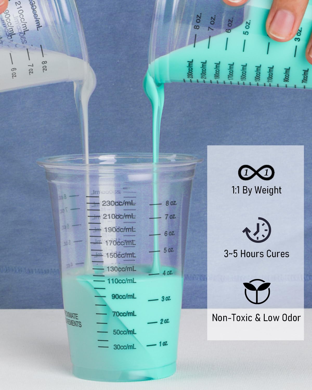 Nicpro 74oz Silicone Mold Making Kit, Platinum Liquid Silicone Rubber for Mold Maker, Jade Green Flexible & Food Safe Mix Ratio 1:1 for Casting 3D Resins Molds DIY with Mold Housing, Mixing Cups