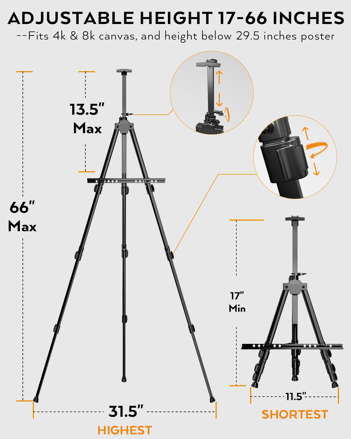 6 Pack Portable Artist Easel Stand for Painting, Nicpro Adjustable Height Painting Easel for Adults, Tabletop Art Drawing Easels for Painting Canvas, Black Easels for Display,Posters, Wedding Signs
