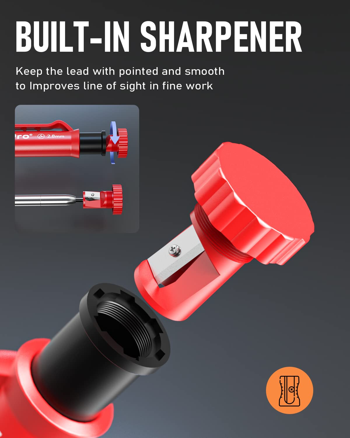 Nicpro 28 Pack Carpenter Pencil Set with Sharpener, Mechanical Carpenter Pencils with 127PCS Refills and Carbide Scribe Tool, Heavy Duty Construction Pencils for Architect Woodworking-With Canvas Case