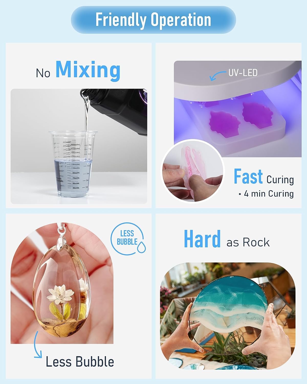 Nicpro UV Resin 2000g, Upgrade Crystal Clear Ultraviolet Epoxy Resin Glue Kit, Low Odor & Quick Curing Sunlight Cure Hard UV Resin for Jewelry Making, Handmade DIY Craft, Coating and Casting