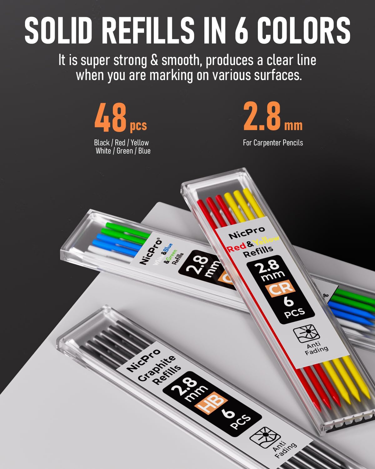 Nicpro 4 Pack Carpenter Pencil with Sharpener & Cap, Mechanical Carpenter Pencils Set with 52 Refill, Deep Hole Marker Woodworking Pencils, Heavy Duty Construction Pencils for Architect-With Case