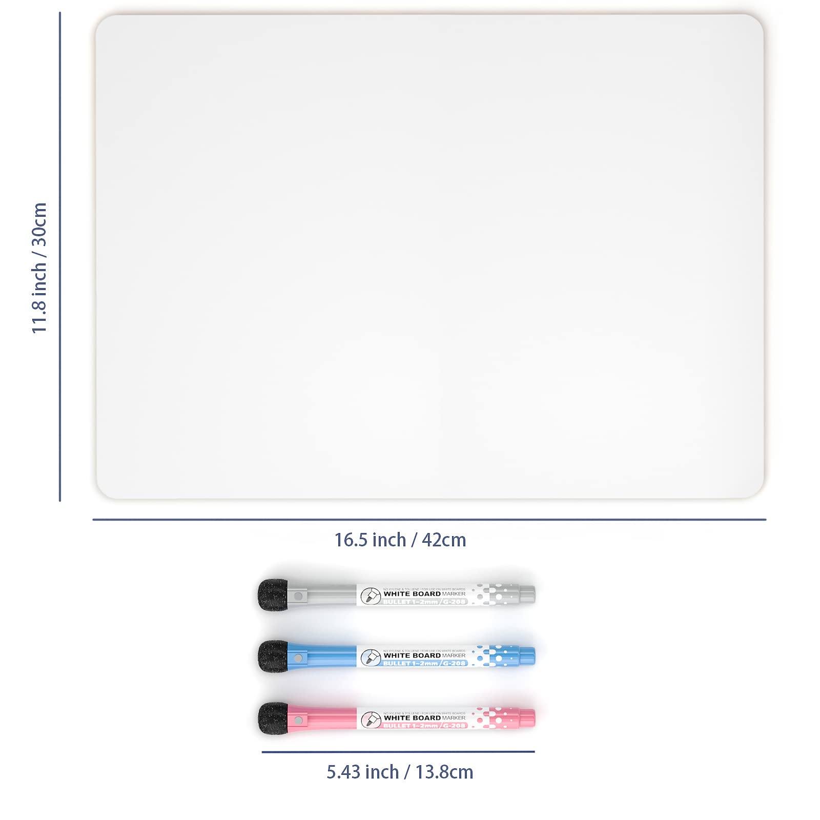 Nicpro 12 x 16 inches Dry Erase Whiteboard, Double Sided Portable Lapboard with 3 Water-Based Pens