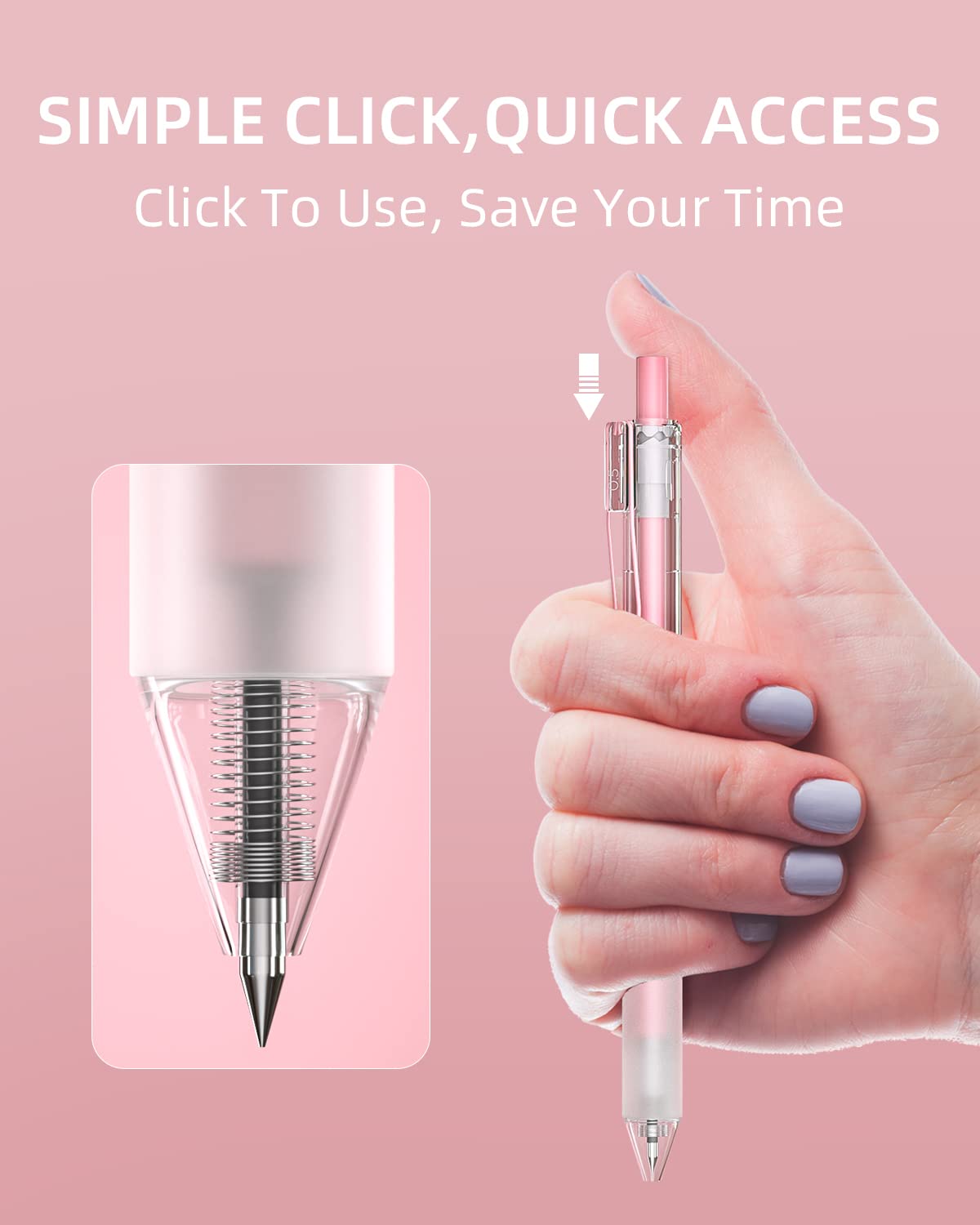 Nicpro 13PCS Pastel Gel Ink Pen Set with Case, Cute Retractable 0.5mm Fine Point 12PCS Black Ink Pens with 1 Highlighter, Aesthetic Pens for School, Student Note Taking,Writing, Office Supplies (Pink)