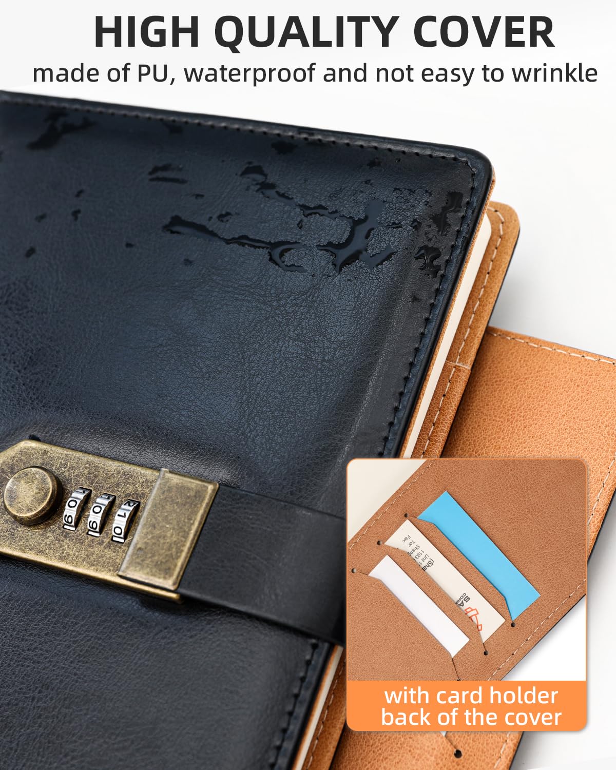 Nicpro Diary with Lock, A5 PU Leather Journal with Lock, Metal Pen, 260 Pages Password Notebook for Men and Women, Vintage Lock Daily Journal for Travel, Note Take, Plans, Organize (10 x 7 in)