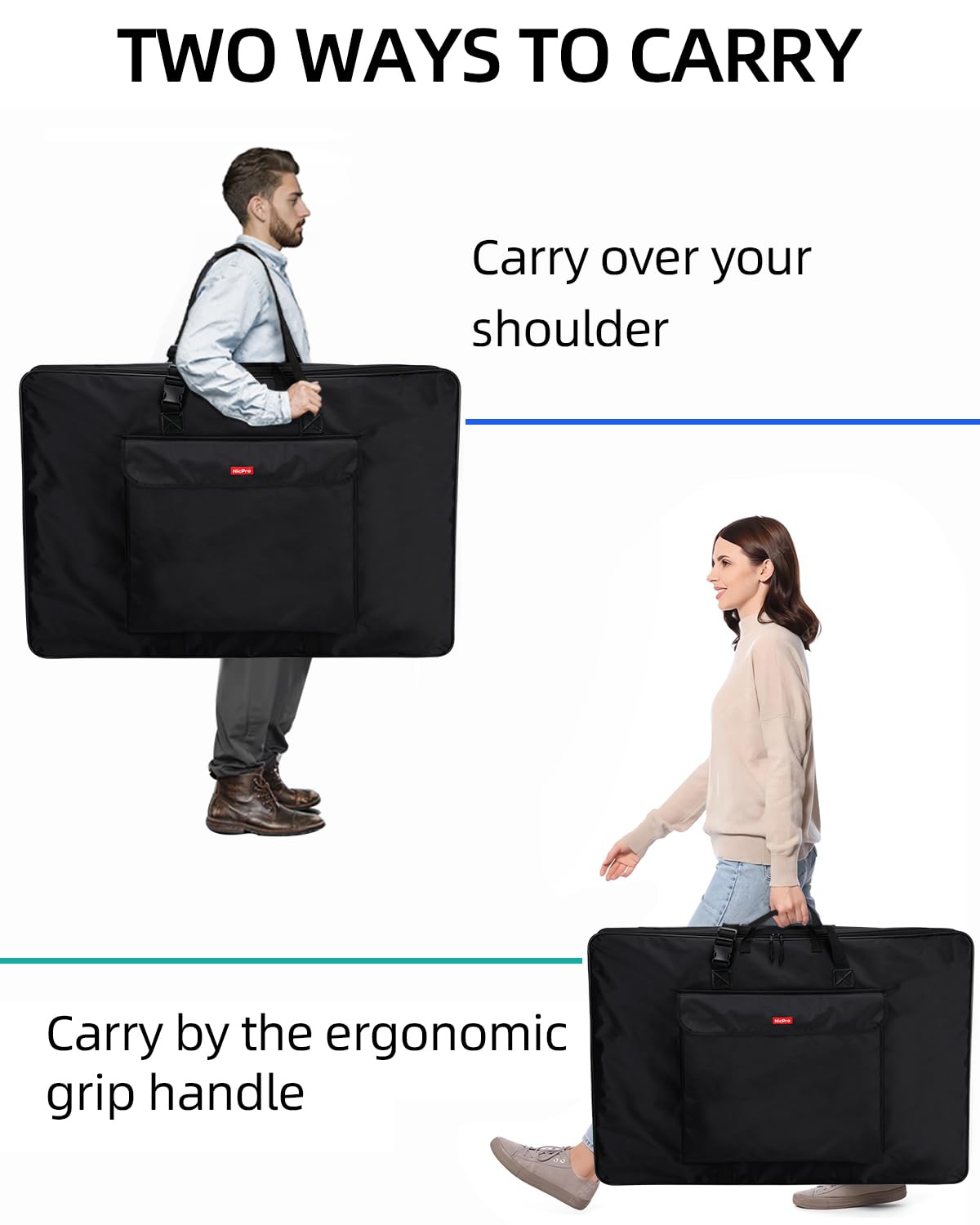 Nicpro Upgrade Art Portfolio Bag 20 x 26 Inches Waterproof Nylon Artist Carrying Bag Hard Sided Sturdy with Shoulder Strap,Storage Case for Artwork Sketch Drawing Canvas Photography Poster Solar Panel