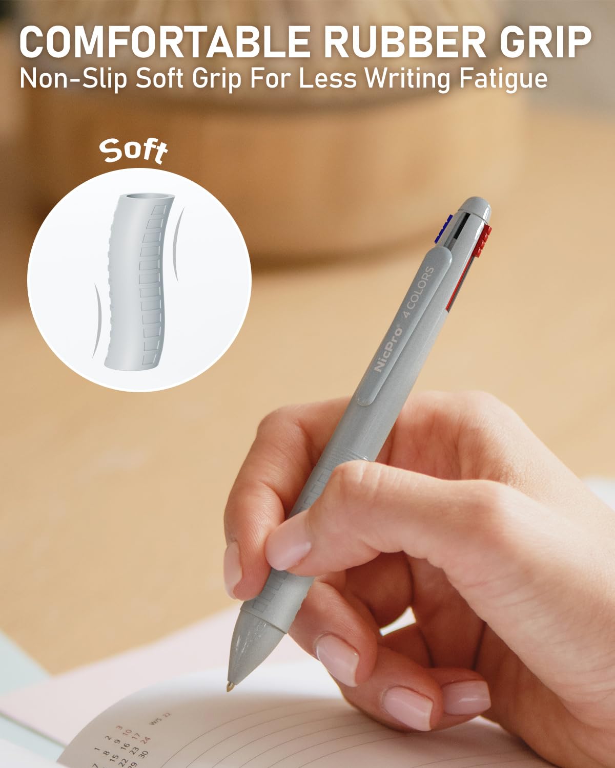 Nicpro 6 Pack Multicolor Pen in One, 4-IN-1 Multi Colored Pen, Fine Point Ballpoint Pen 0.5mm Cute Multi Ink Pens, 4 Color Pen in One for School, Student, Nurse Note Taking, Writing, Office Supplies