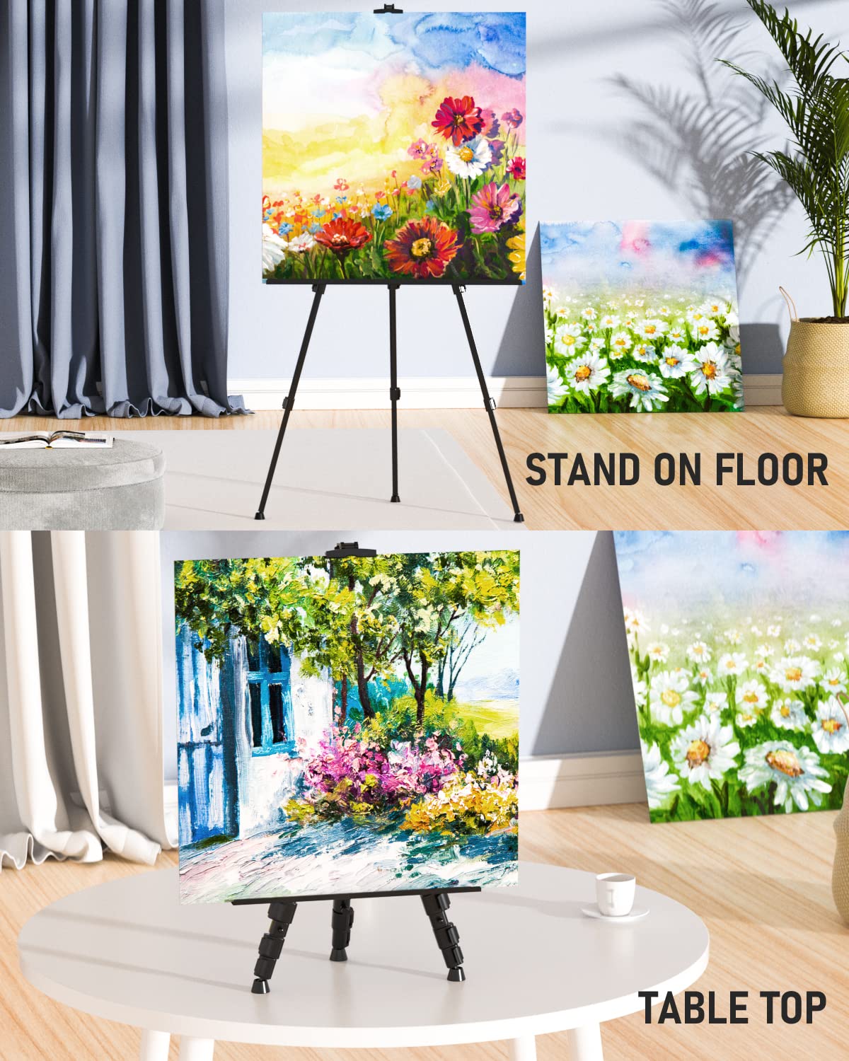 6 Pack Portable Artist Easel Stand for Painting, Nicpro Adjustable Height Painting Easel for Adults, Tabletop Art Drawing Easels for Painting Canvas, Black Easels for Display,Posters, Wedding Signs