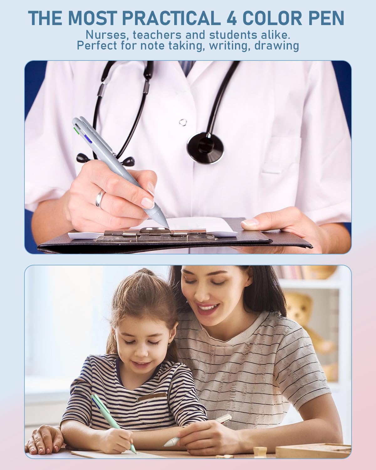 Nicpro 6 Pack Multicolor Pen in One, 4-IN-1 Multi Colored Pen, Fine Point Ballpoint Pen 0.5mm Cute Multi Ink Pens, 4 Color Pen in One for School, Student, Nurse Note Taking, Writing, Office Supplies