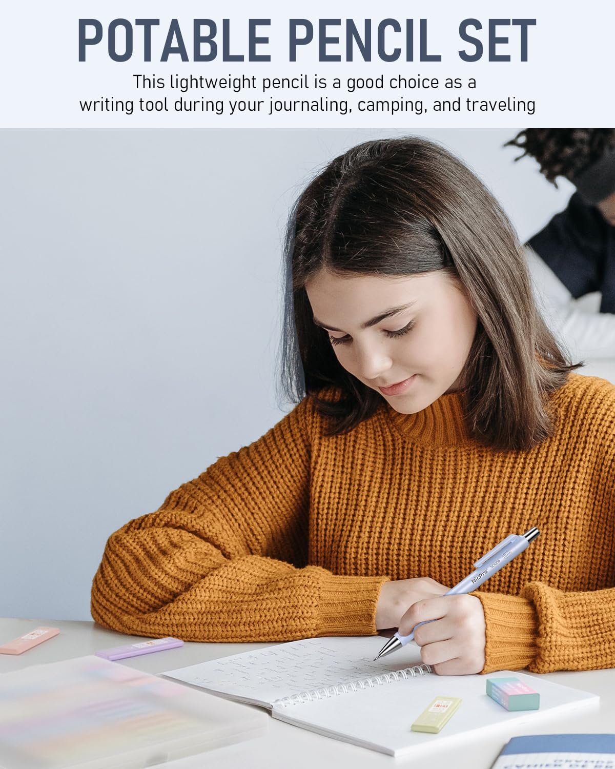 Nicpro 8 Pack 0.5mm Pastel Mechanical Pencil Set, Fast Click Aesthetic Lead Drafting Pencils 0.5 mm with 480PCS HB Lead Refills, 3 Erasers for Artist School Student Writing Drawing Sketching with Case