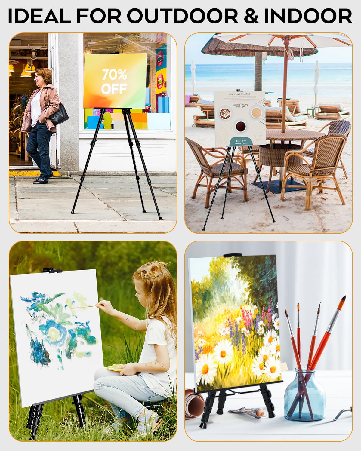 6 Pack Portable Artist Easel Stand for Painting, Nicpro Adjustable Height Painting Easel for Adults, Tabletop Art Drawing Easels for Painting Canvas, Black Easels for Display,Posters, Wedding Signs