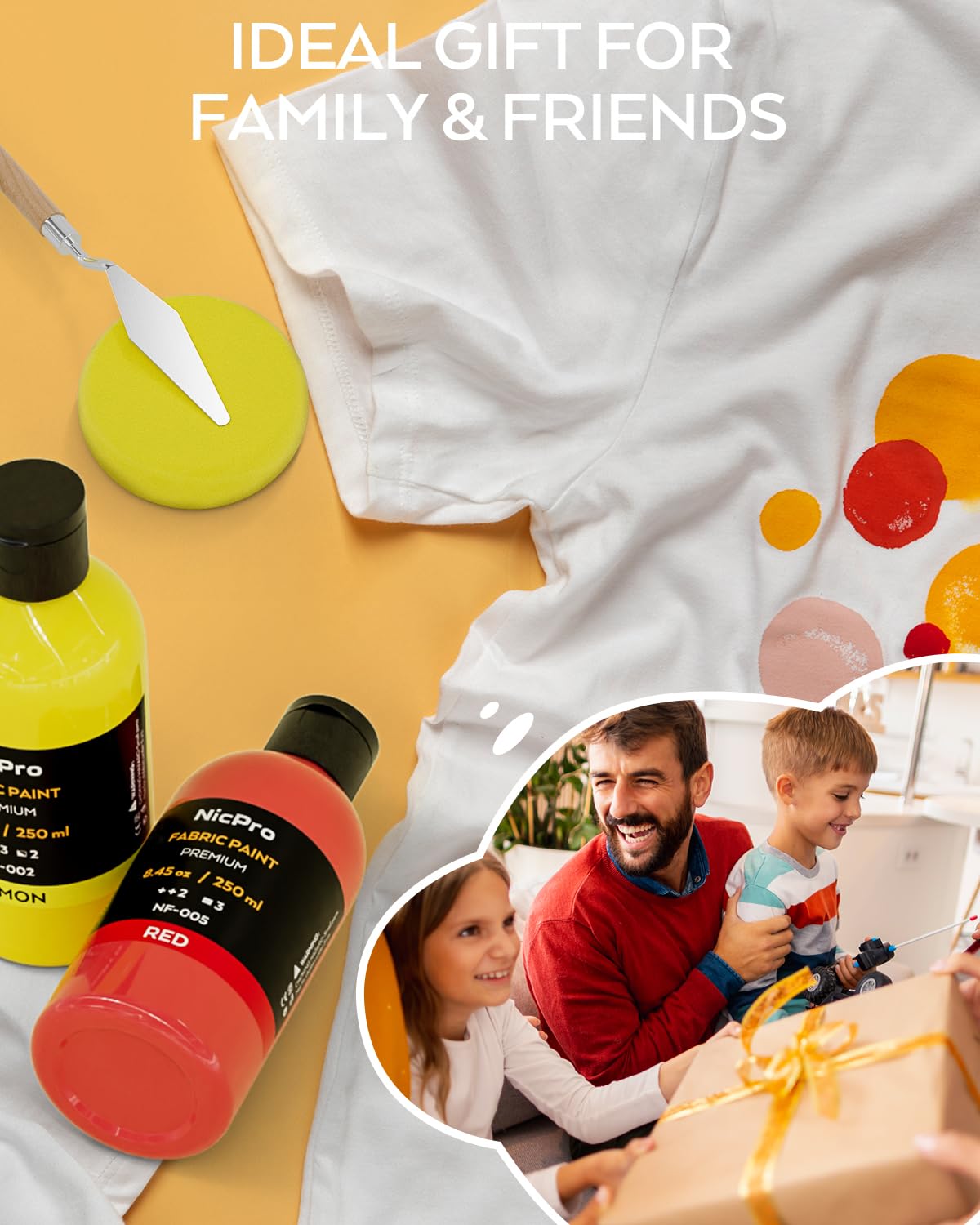 Nicpro 18 Colors Permanent Fabric Paint (8.45 oz, 250 ml) Soft Fabric Paint for Clothes, Non-Toxic Textile Paint for Fabric DIY Crafts, T-shirts, Shoes Jeans Bags Canvas for Kid Adult with Color Wheel