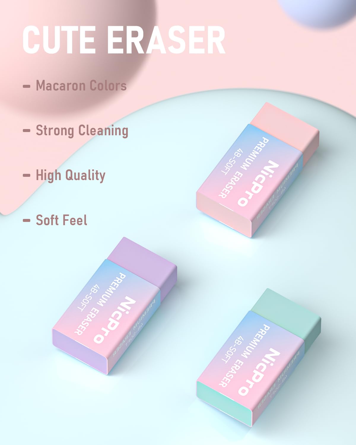 Nicpro 50 PCS Aesthetic School Supplies with Pen Case, 12 Colors Chisel Tip Cute Highlighters, 5 Quick Dry Retractable Black Ink Pens, 6 Pastel Mechanical Pencil 0.5 & 0.7 & 0.9 & 2.0 mm for Students