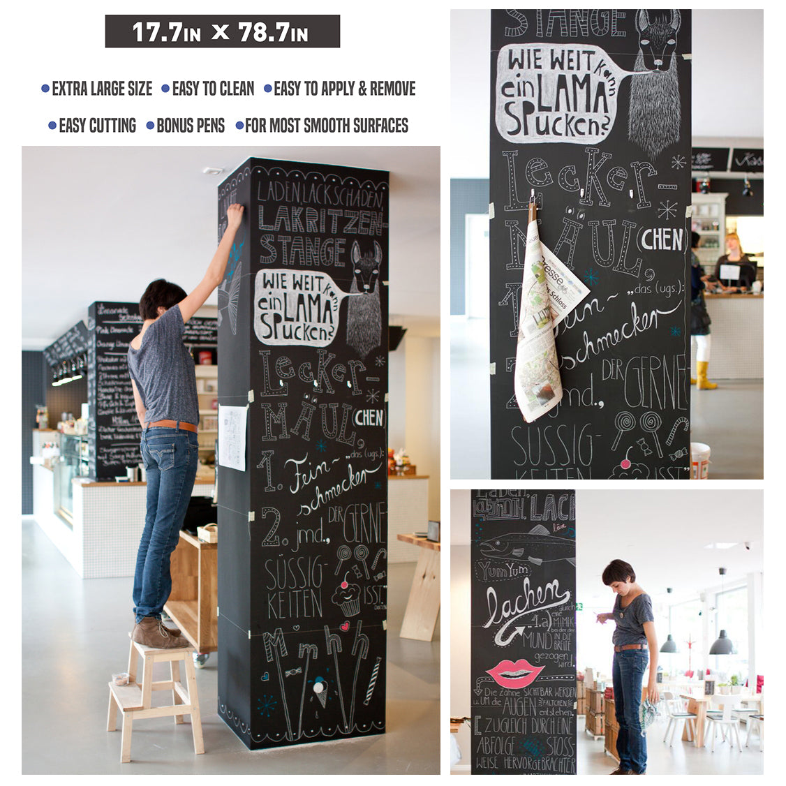 Nicpro Self Adhesive Chalkboard Contact Paper Black 17.7" X 78.7" Chalk Paper Dry Erase Wallpaper Decal Chalkboard Sticker Witch White Chalk Marker & 5 Chalks for Home Office School