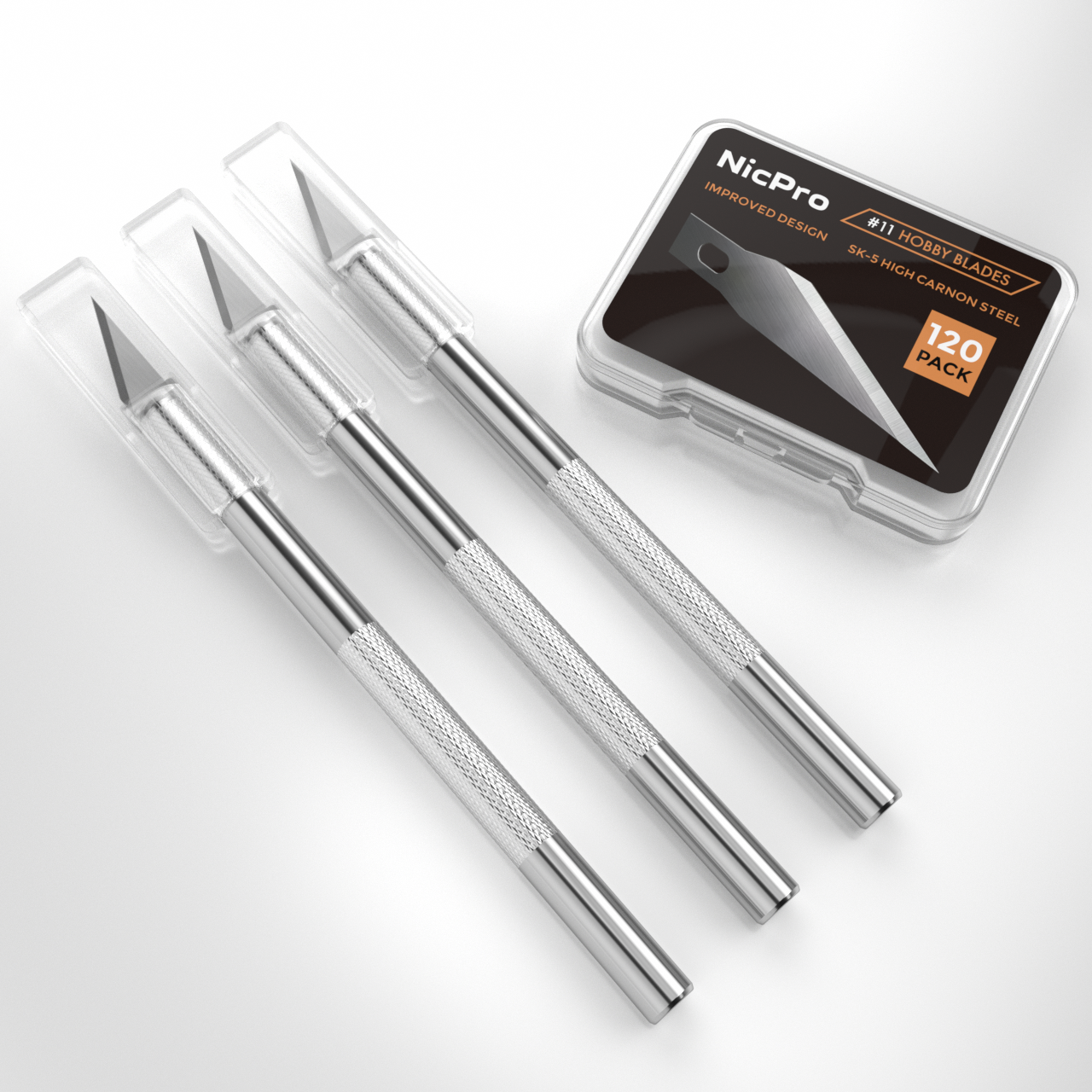 Nicpro 123 PCS Precision Cutter Hobby Knife Set,3 Hobby Exacto Knife with 120 PCS Hobby Blades Refill Excel Craft Art Knife Kit Cutter for Art, Hobby, Scrapbooking,Stencil