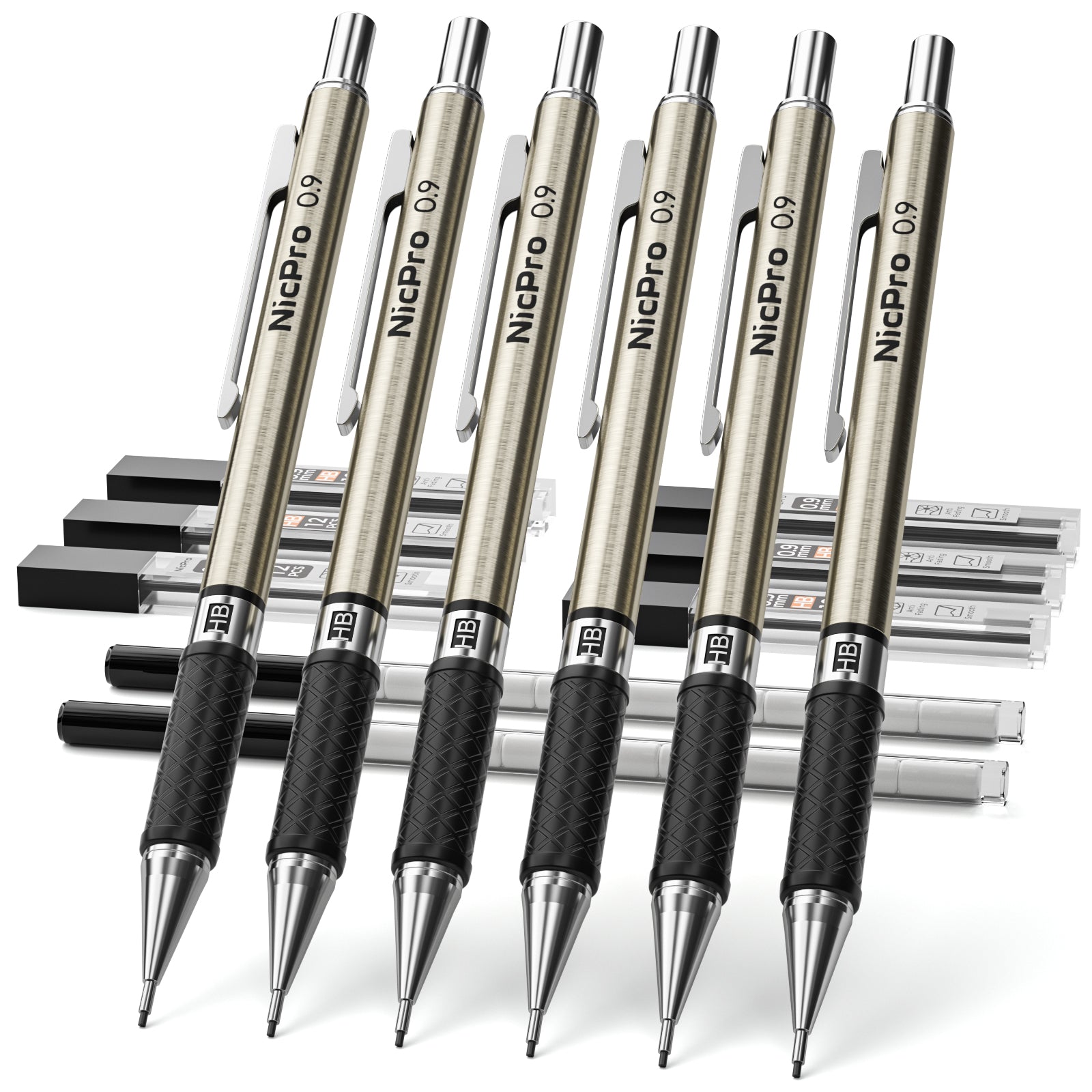 Nicpro 5 PCS Art Mechanical Pencil Set with Case, 3 PCS Metal Drafting