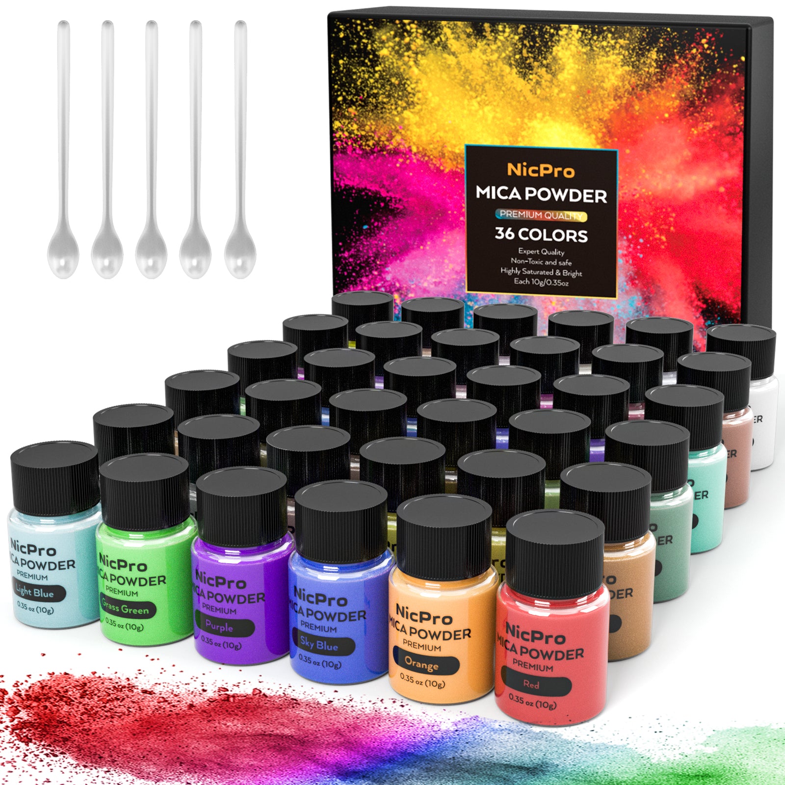 Mica Powder Pigments for Soap Makeup Resins Bath Bomb Assorted Colors 24  Colors