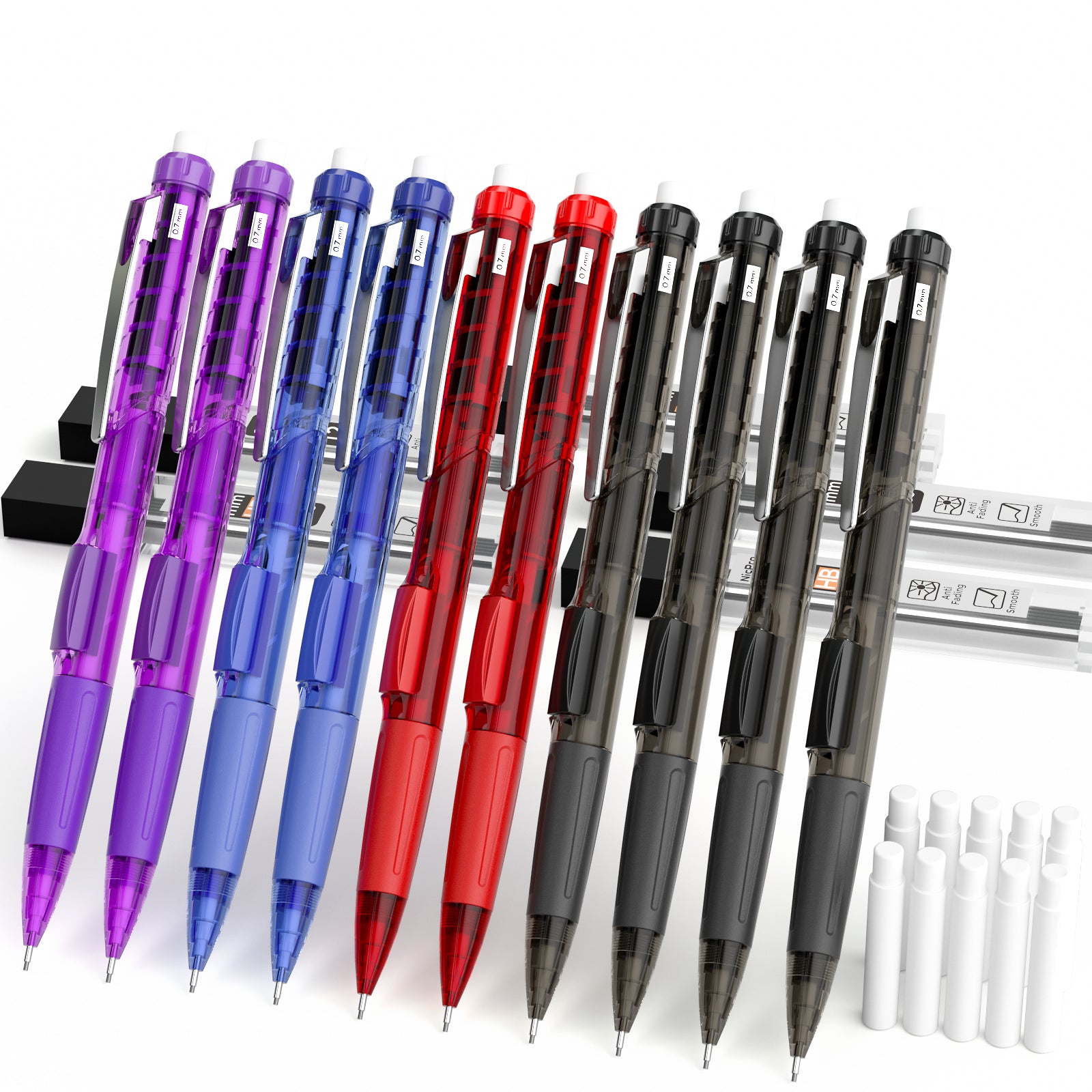 Nicpro 4PCS Metal Mechanical Pencils Set 0.7Mm, Lead Drafting Pencil 0.7 Mm  with