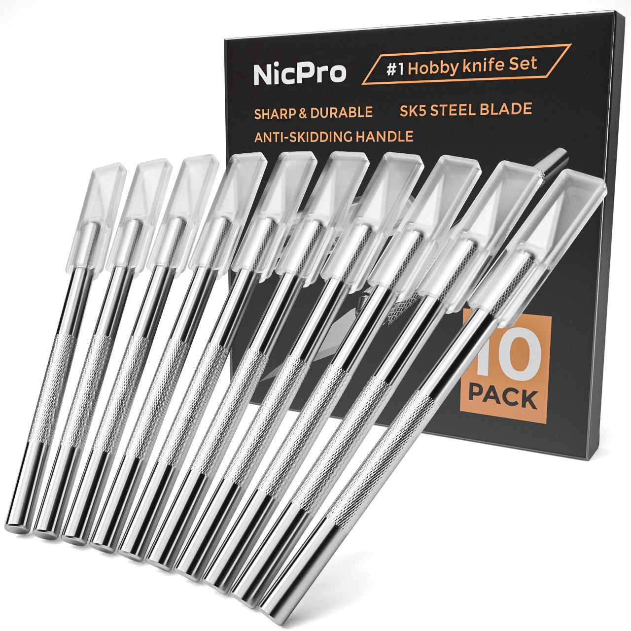 Nicpro Precision Cutter Hobby Knife Set,10 PCS #1 Craft Art Knife Kit Cutter for Art, Hobby, Scrapbooking, Stencil
