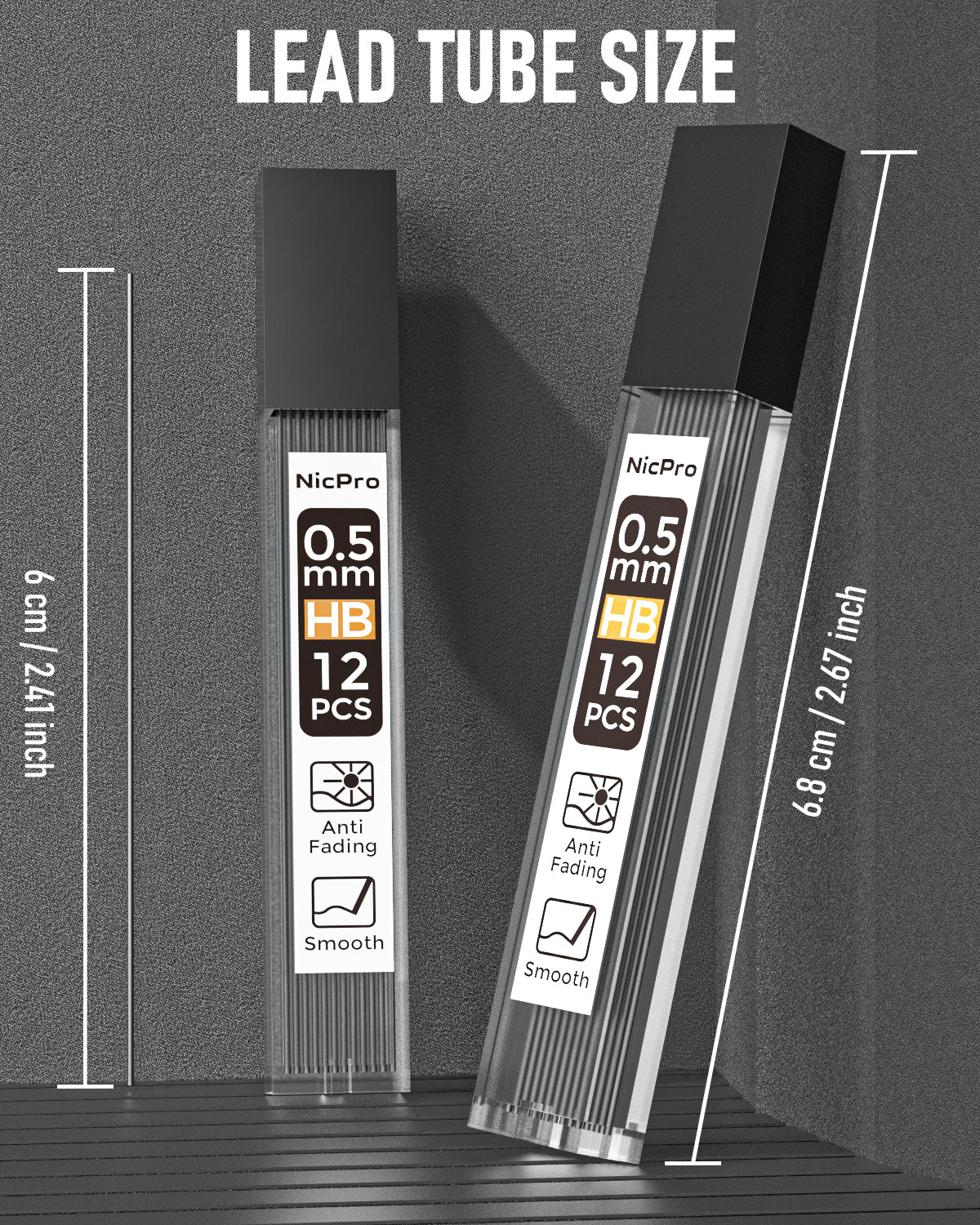 Nicpro 70 Tubes Lead Refills 0.5mm HB #2, Break Resistant Mechanical Pencil Refills 0.5 mm for Class Student Writing, Drawing, Drafting, Sketching (12PCS/Tube, 840pcs) | Come with Hard Box