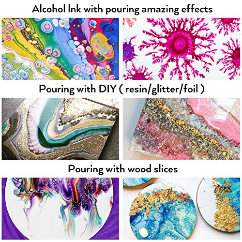 Nicpro 39 Colors Pouring Paint Kit, Ready to Pour Acrylic Paint Supplies With 4pcs Canvas and Wood Slices, Epoxy Resin, Pour Oil, Tool including Brushes, Gloves, Strainer, Cup, Epoxy Resin, Instructions Flow DIY Painting