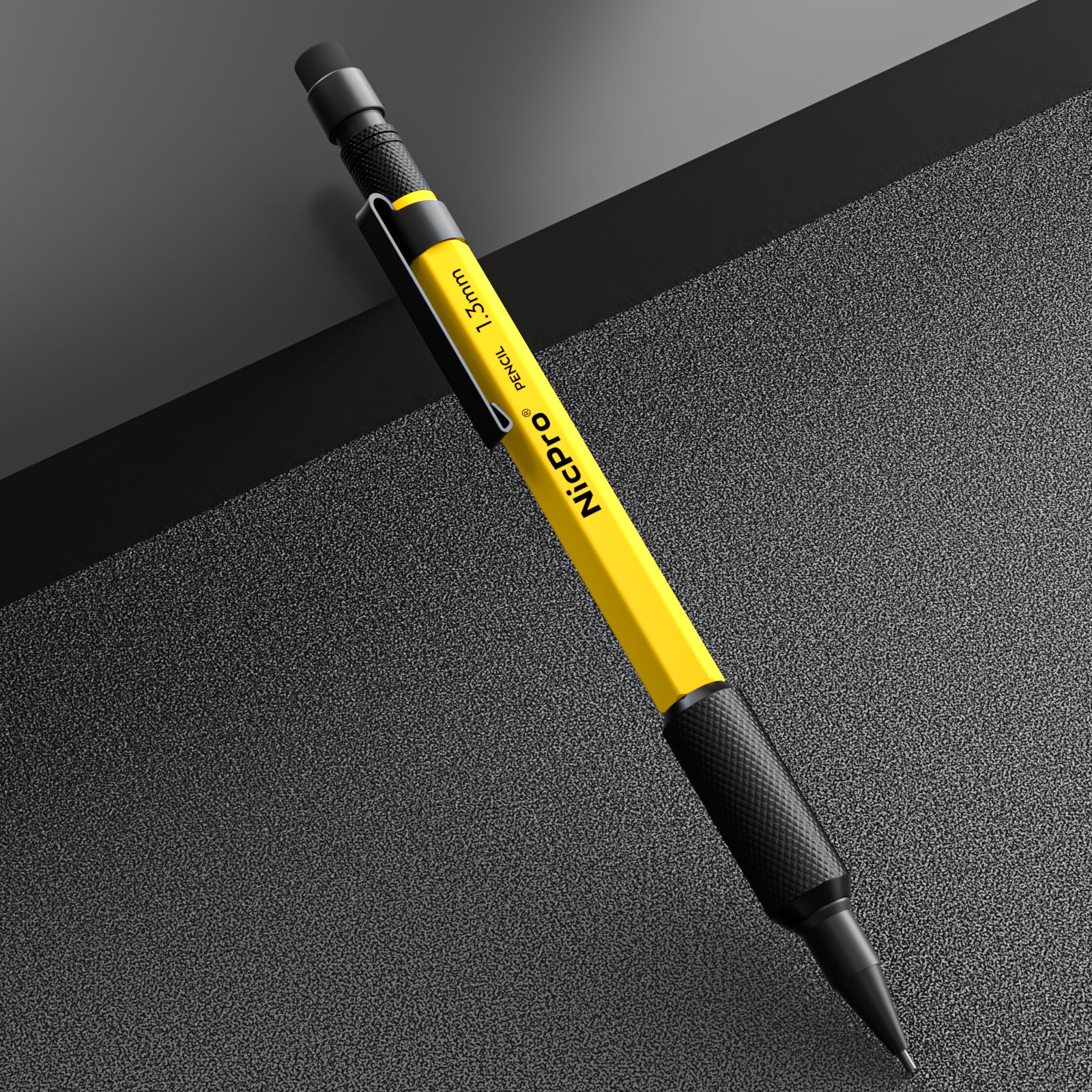 Nicpro 1.3 mm Mechanical Pencils Set with 12 Lead Refill, Eraser - Weatherproof Metal Barrel, Heavy Duty Carpenter Pencil for Outdoor Marking Drafting Drawing Sketching Woodworking - with Case